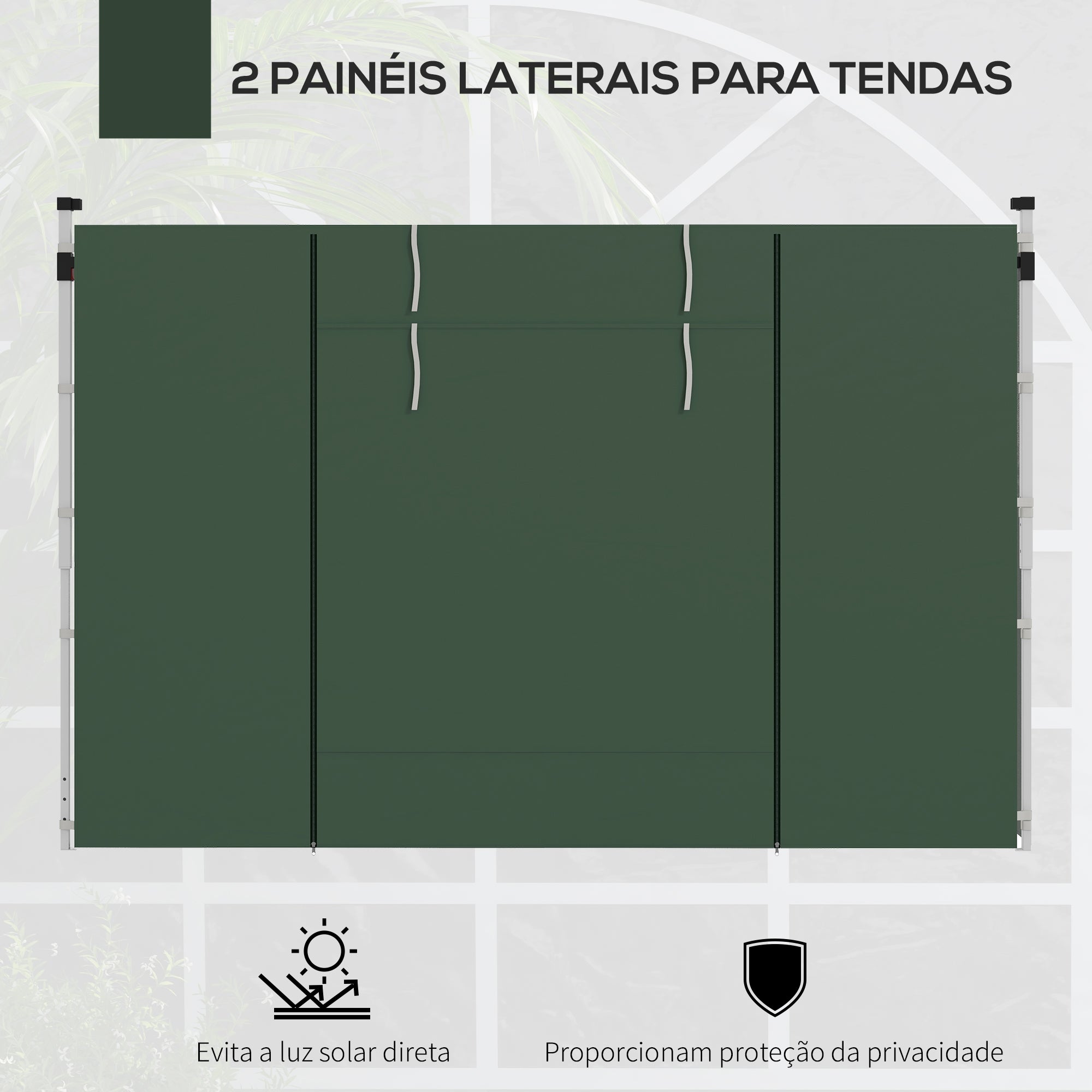 Paredes Laterais para Tenda de Jardim – 295x195 cm – Verde – Tecido Oxford