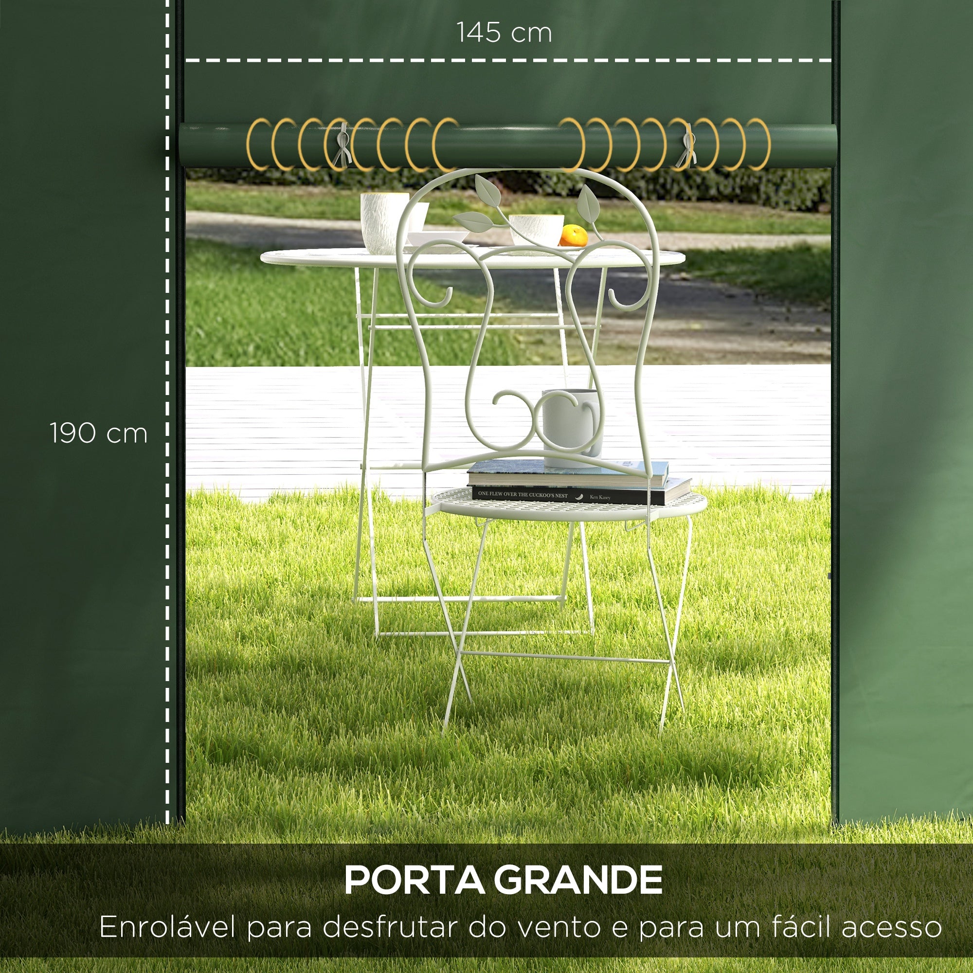 Paredes Laterais para Tenda de Jardim – 295x195 cm – Verde – Tecido Oxford