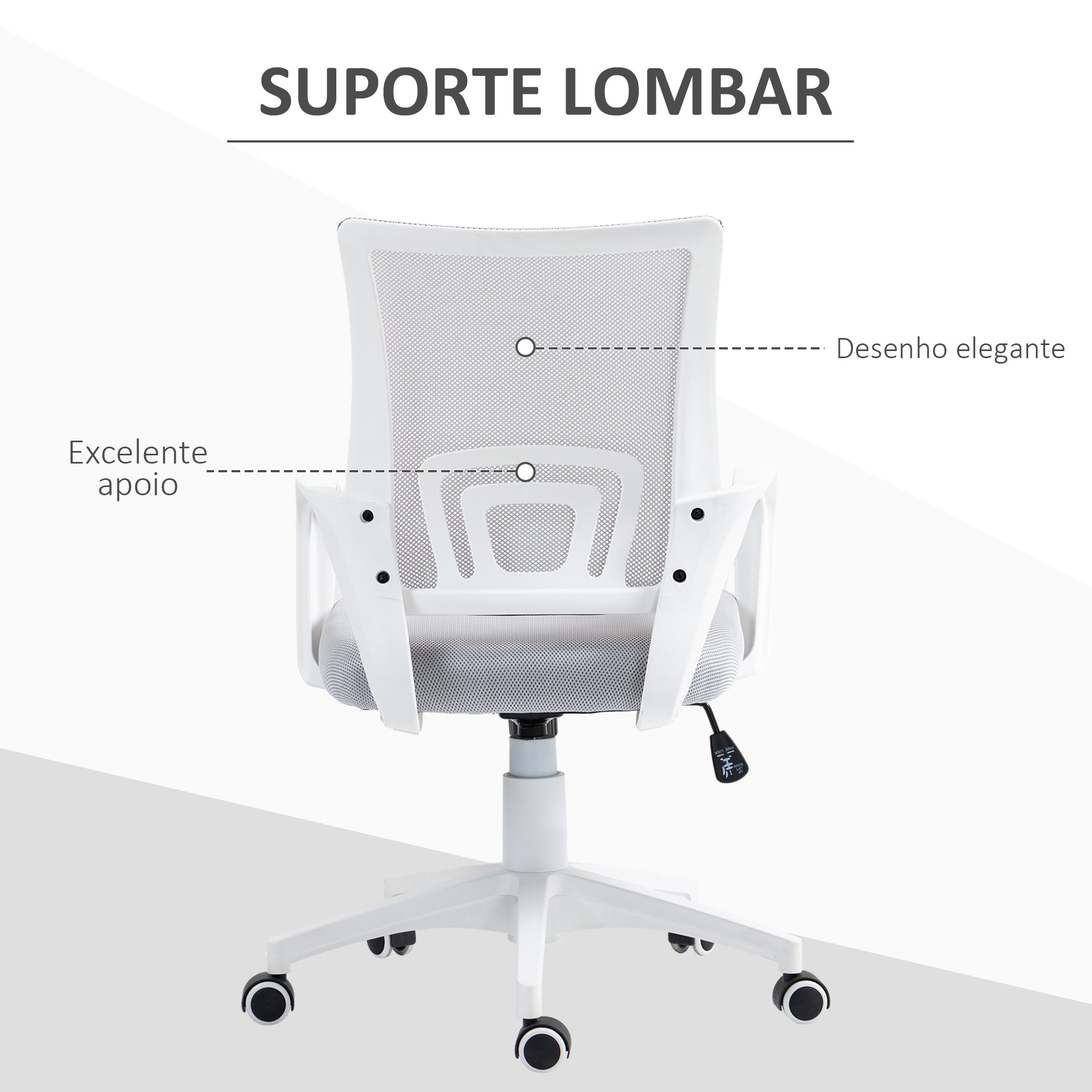 Cadeira de Escritório de Malha Cinzenta 57x55x89-109 cm - Conforto e Versatilidade
