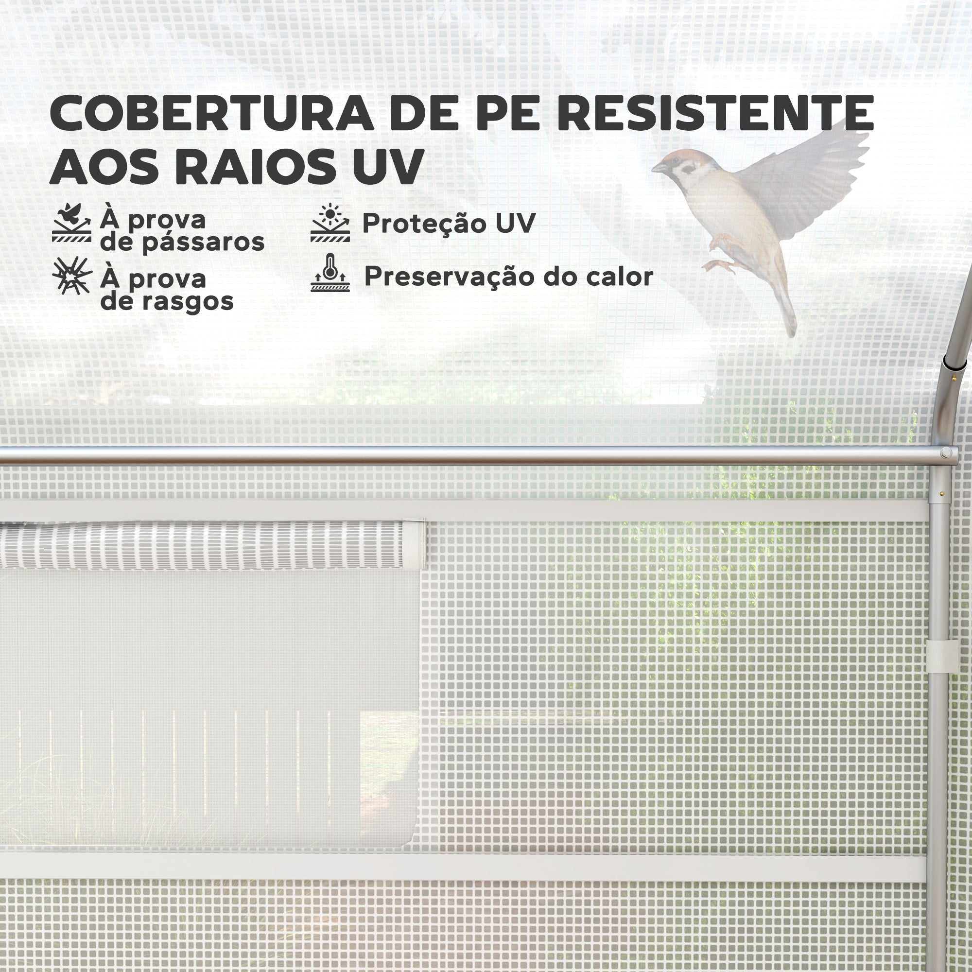 Estufa tipo túnel – 395x300x197 cm – Cor Branco – PE e aço galvanizado