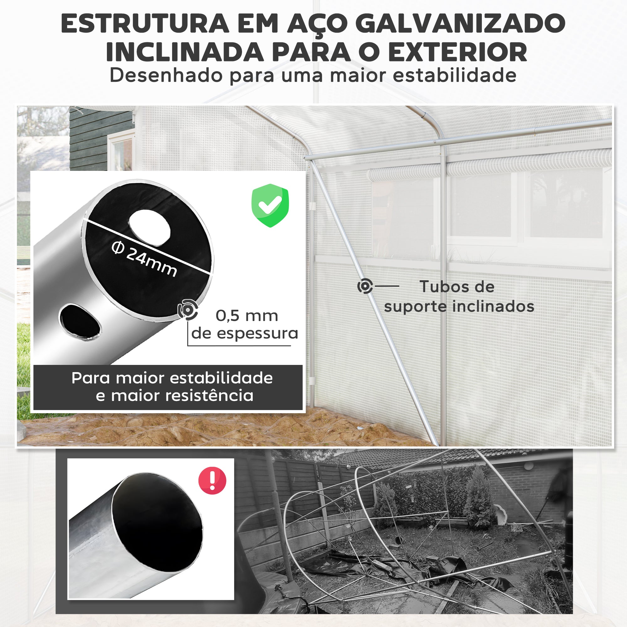 Estufa tipo túnel – 395x300x197 cm – Cor Branco – PE e aço galvanizado