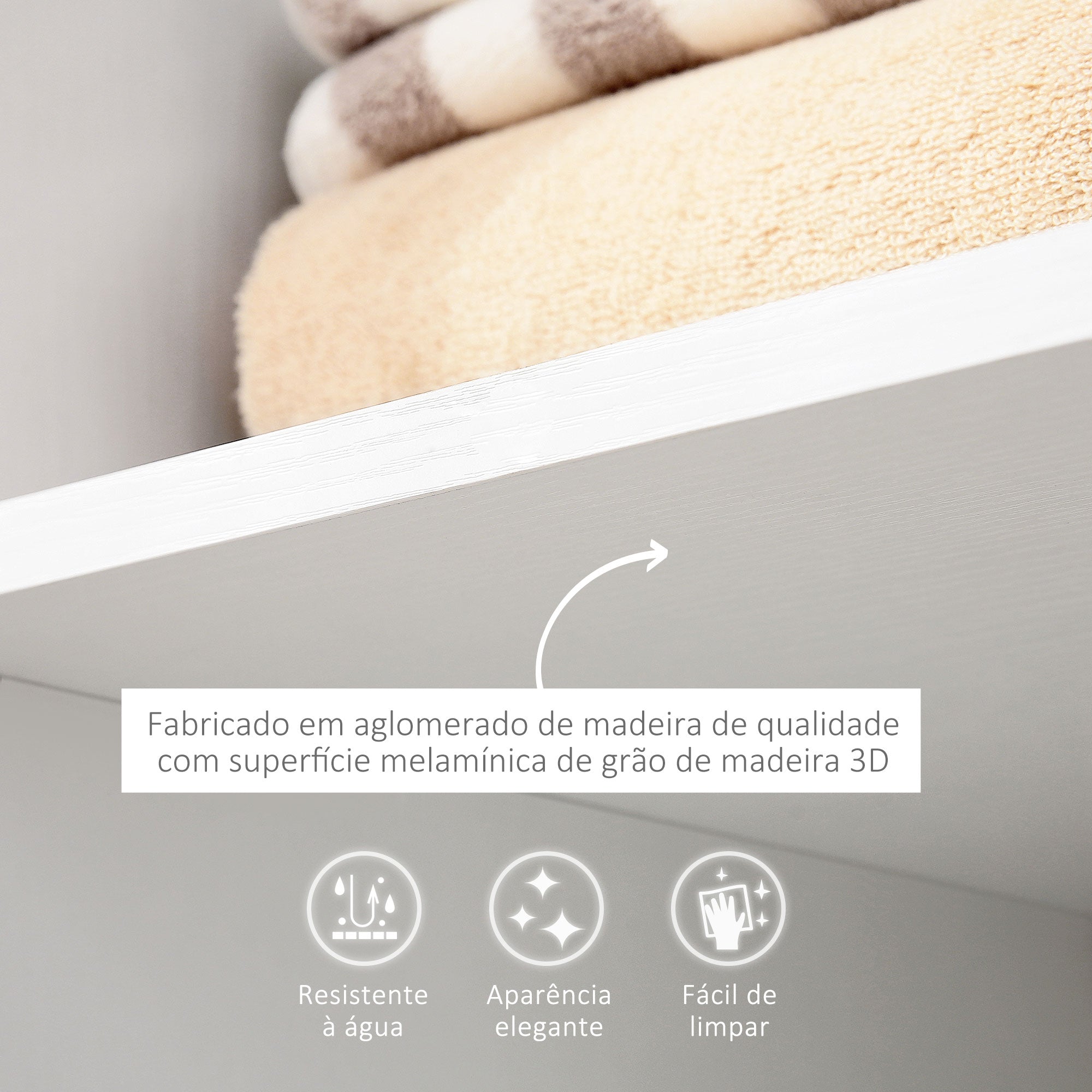 Roupeiro Aberto de Madeira 80x40x128cm - Branco