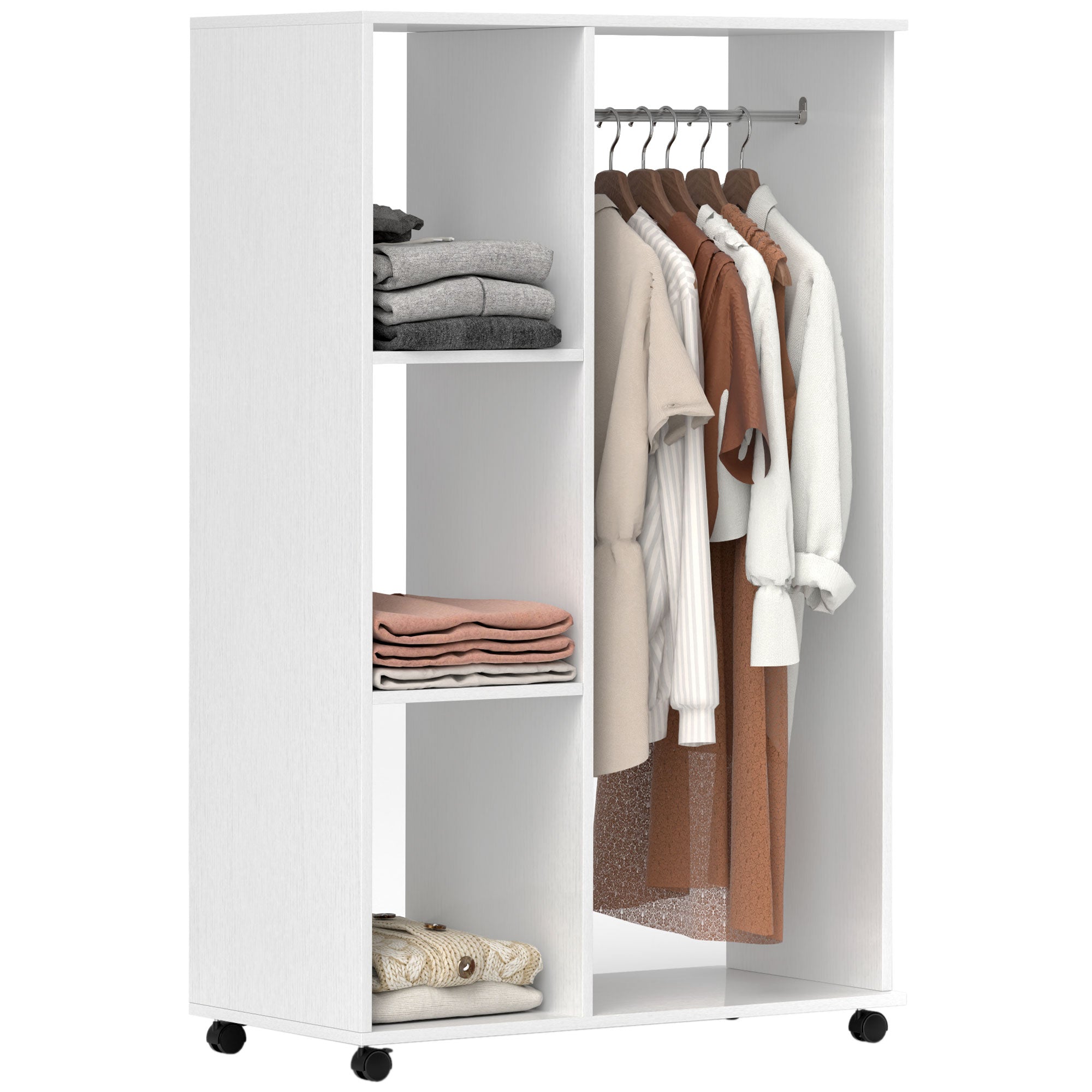 Roupeiro Aberto de Madeira 80x40x128cm - Branco