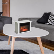 Lareira Elétrica Compacta Branca 34x17x25cm - Efeito de Chama Realista