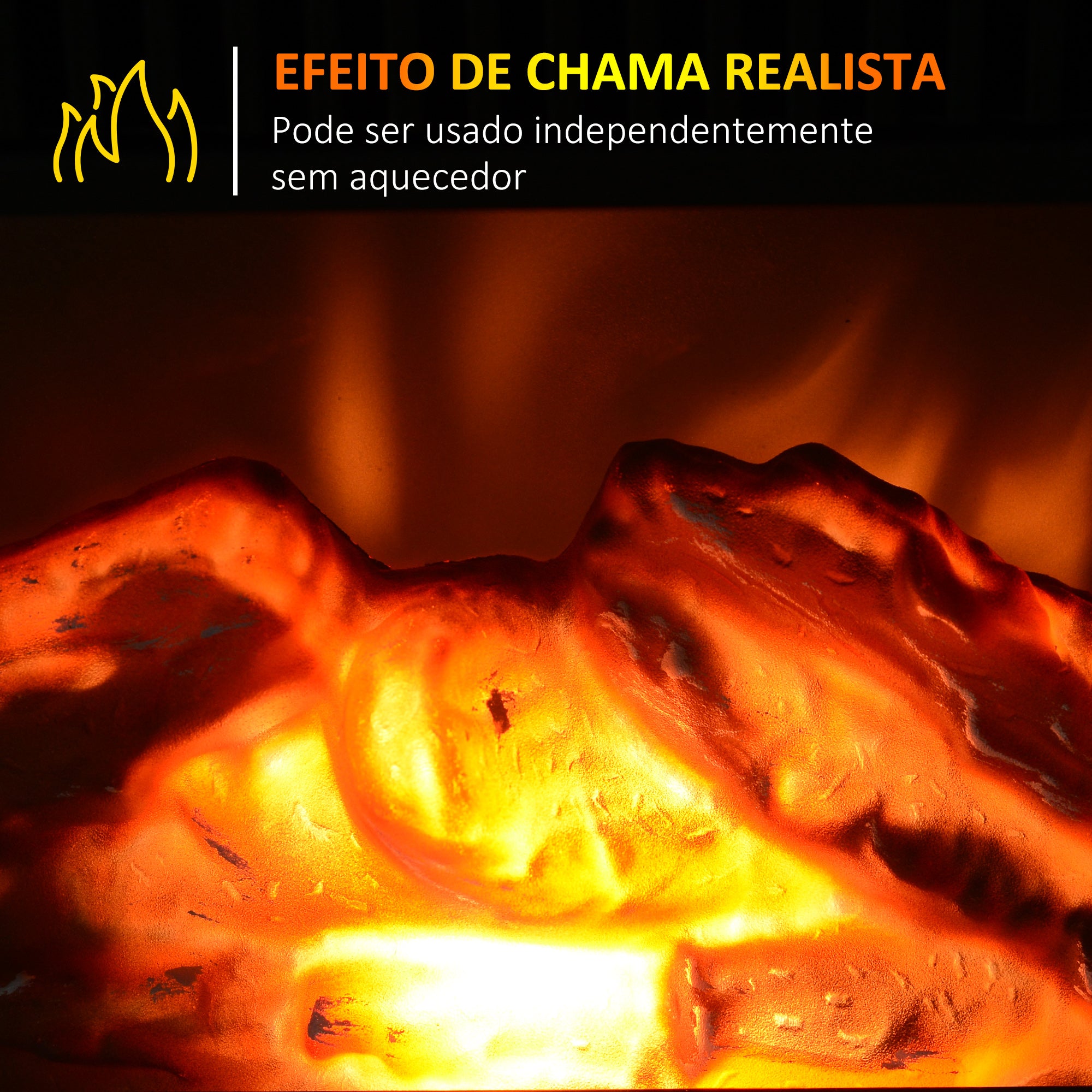 Lareira Elétrica Compacta Branca 34x17x25cm - Efeito de Chama Realista