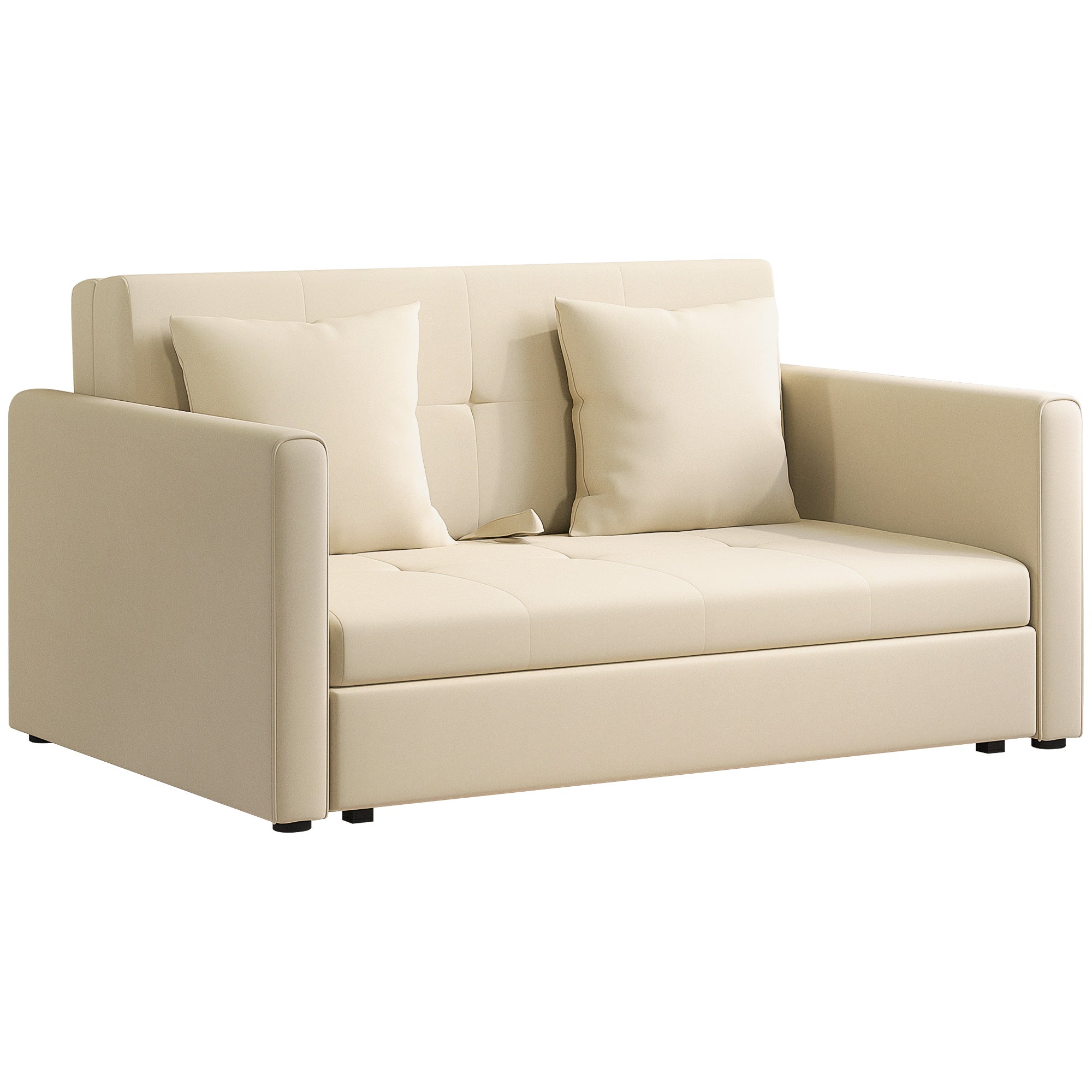 Sofá Cama Duplo Moderno em Algodão Bege 152x101x81 cm