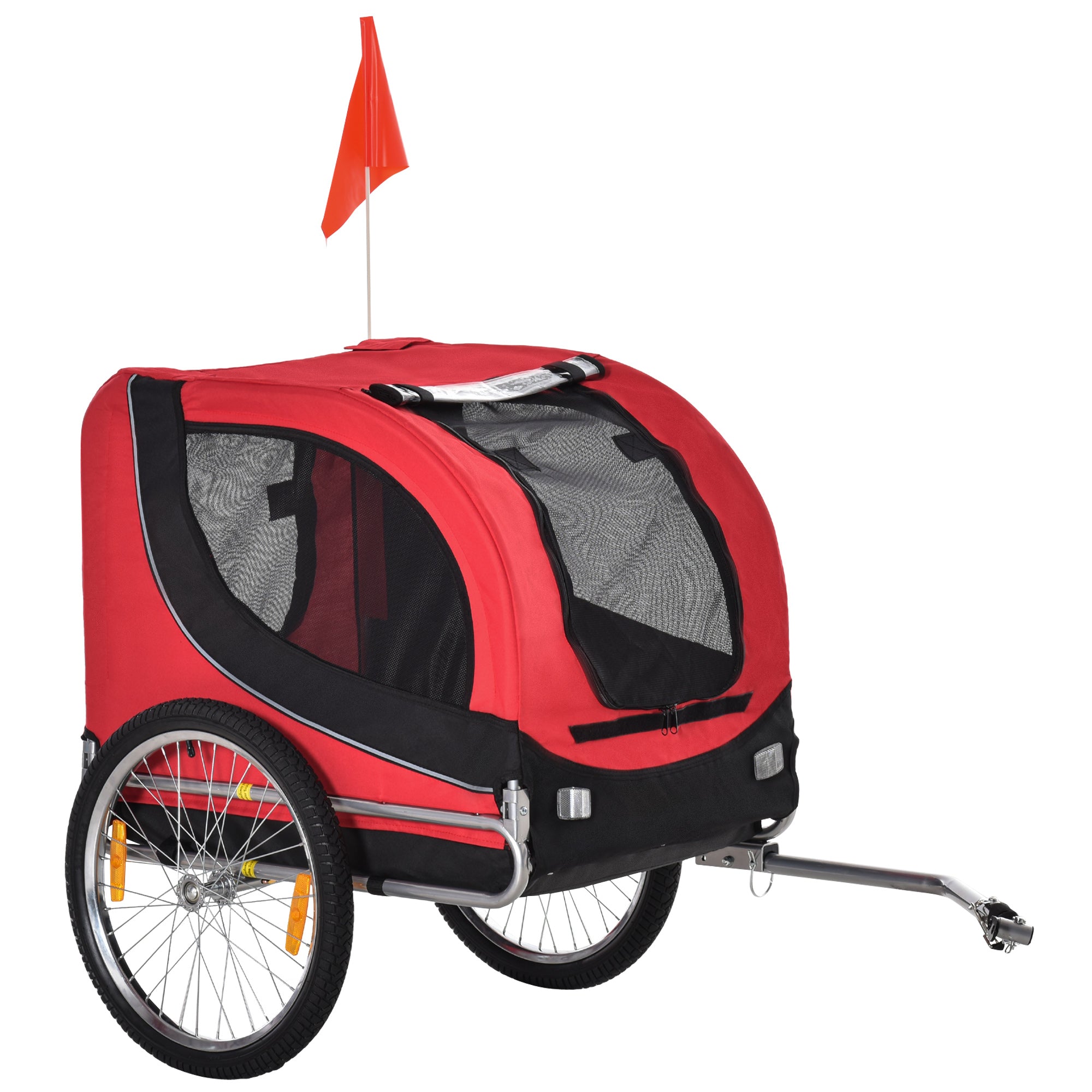 Reboque de Bicicleta para Cães 130x73x90cm Vermelho e Preto