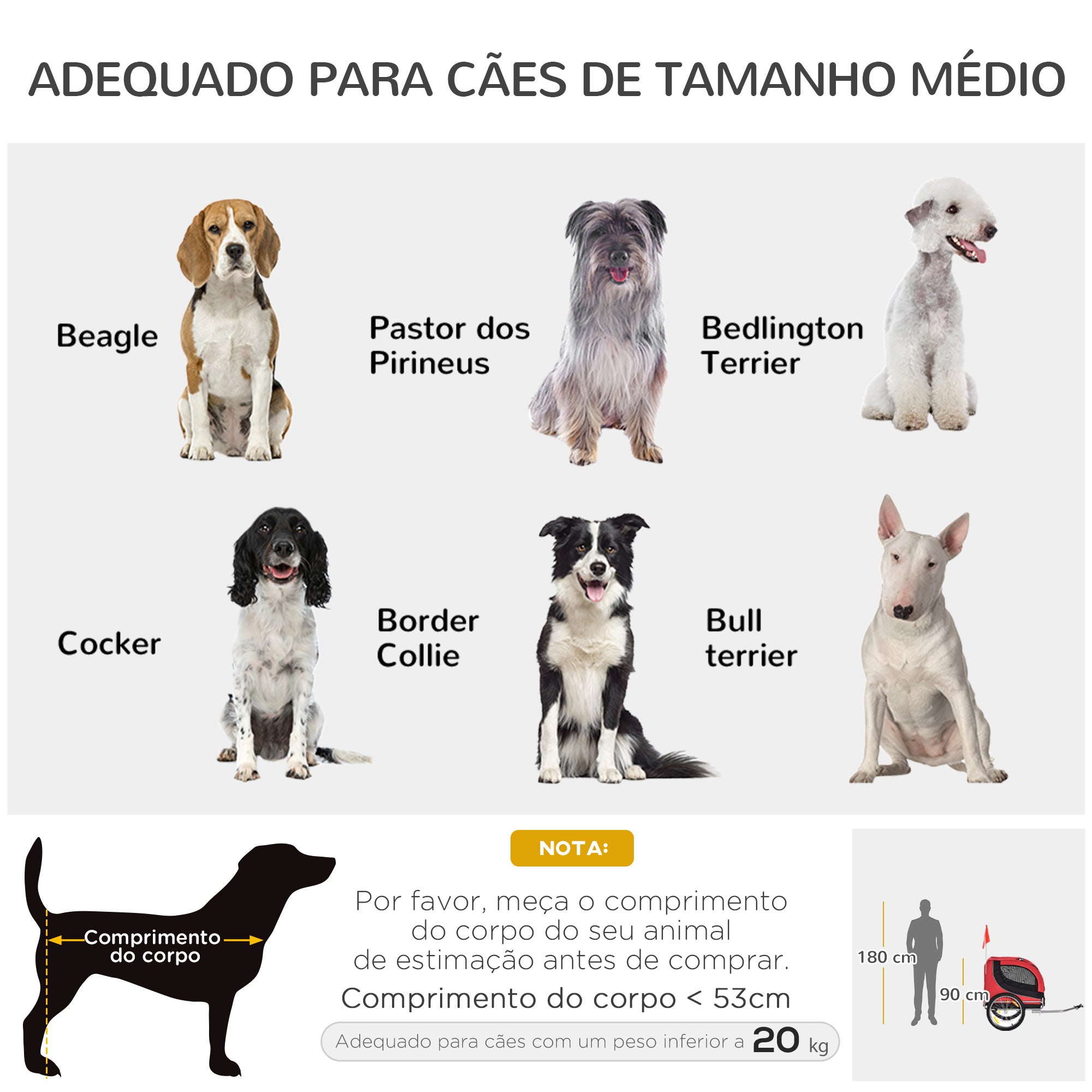 Reboque de Bicicleta para Cães 130x73x90cm Vermelho e Preto