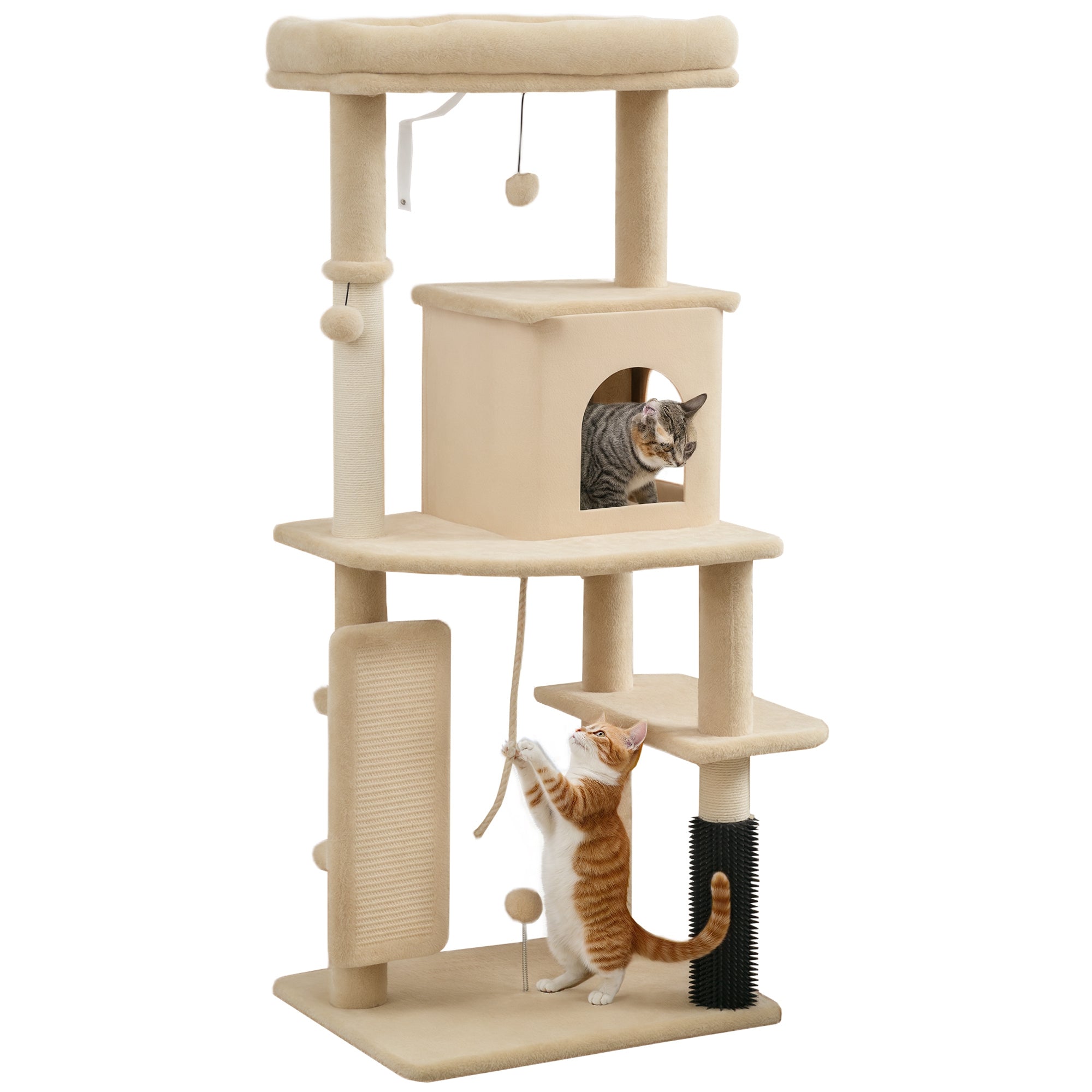 Arranhador para Gatos Grande Bege - 55x44x132 cm