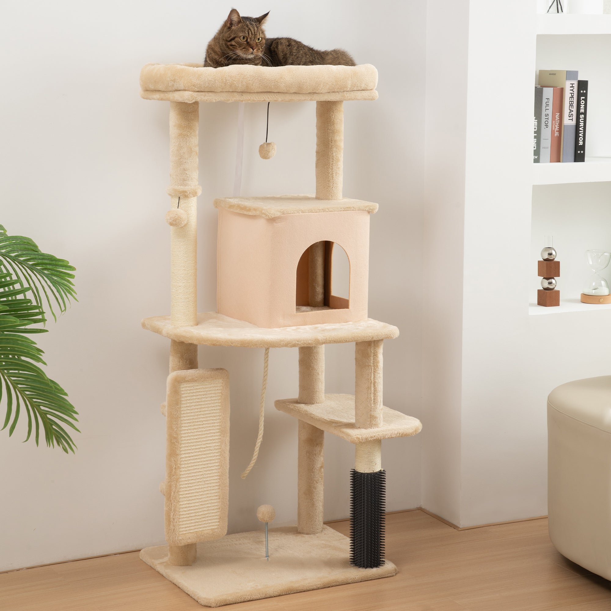 Arranhador para Gatos Grande Bege - 55x44x132 cm