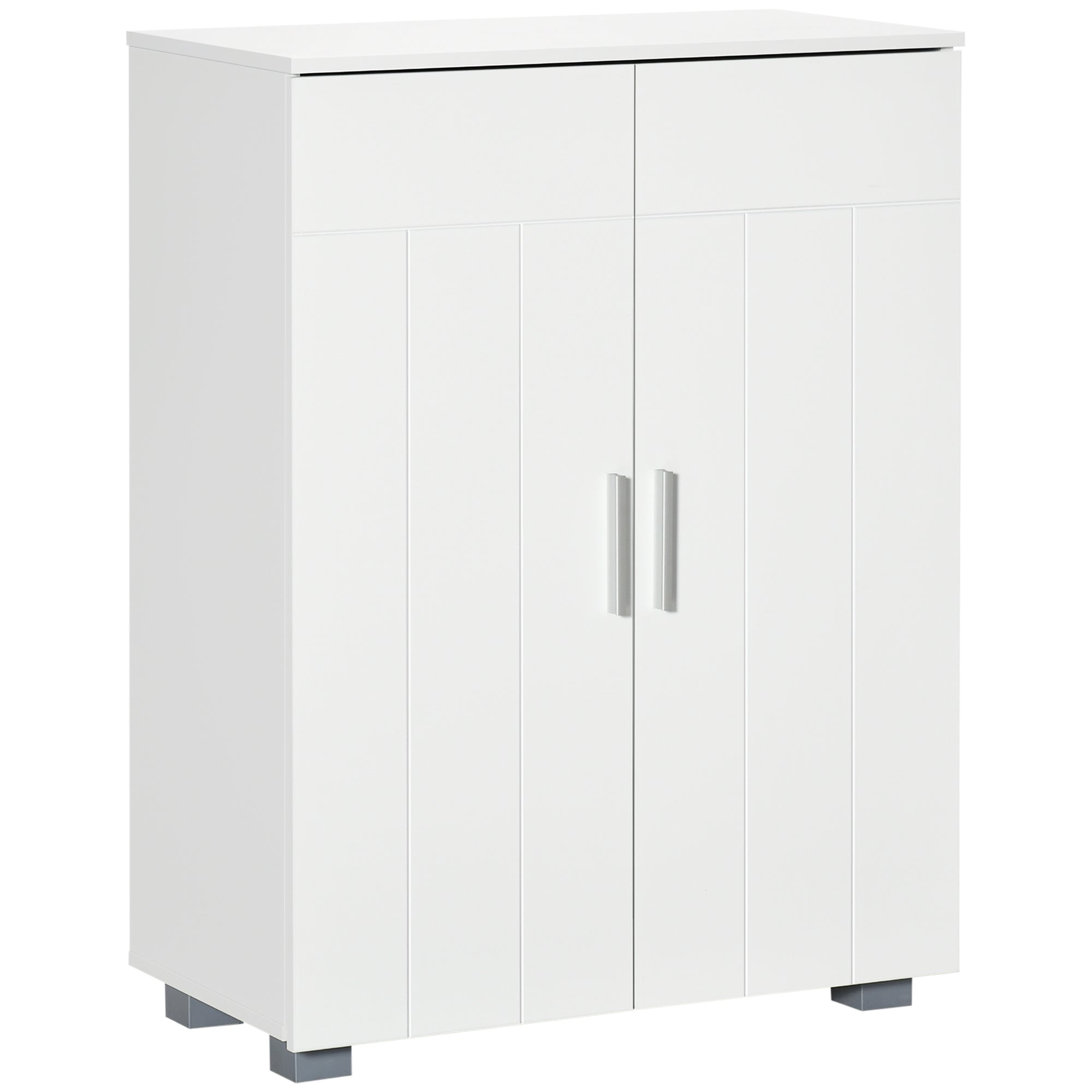 Armário de Casa de Banho Branco com 2 Portas e 2 Prateleiras Ajustáveis 60x30x80cm