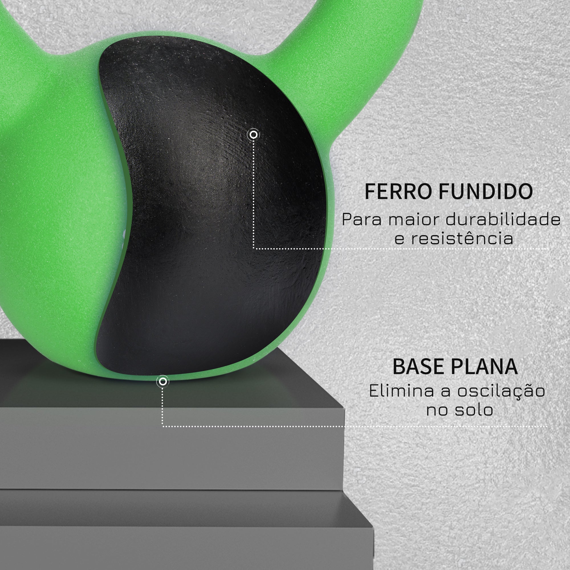 Kettlebell de 12kg Verde em Ferro Fundido com Revestimento de Neoprene - 20x13x23cm
