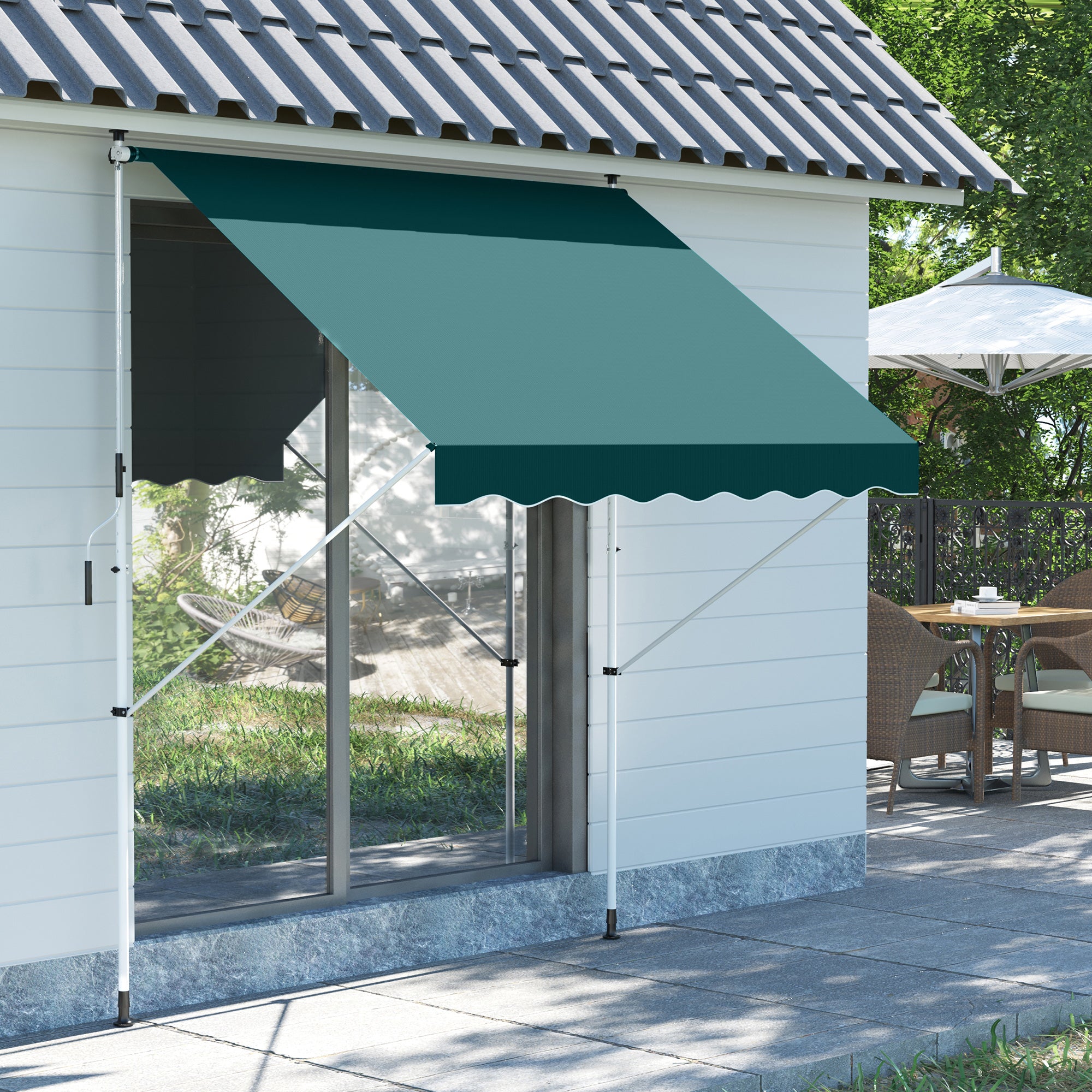 Toldo Manual Retrátil 200x150 cm Verde - Proteção Solar para Varanda