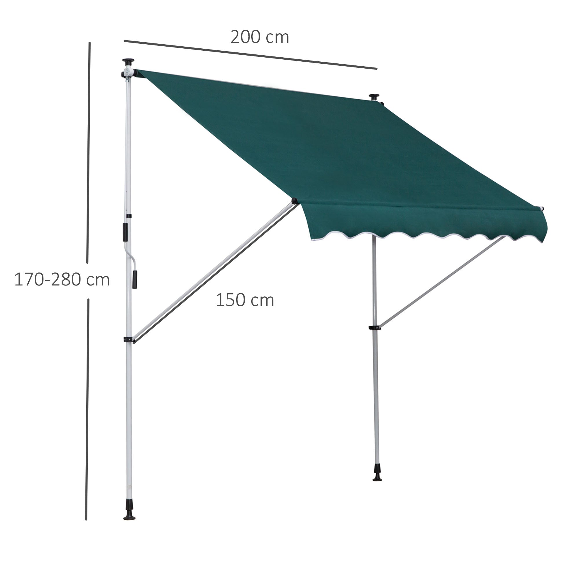 Toldo Manual Retrátil 200x150 cm Verde - Proteção Solar para Varanda