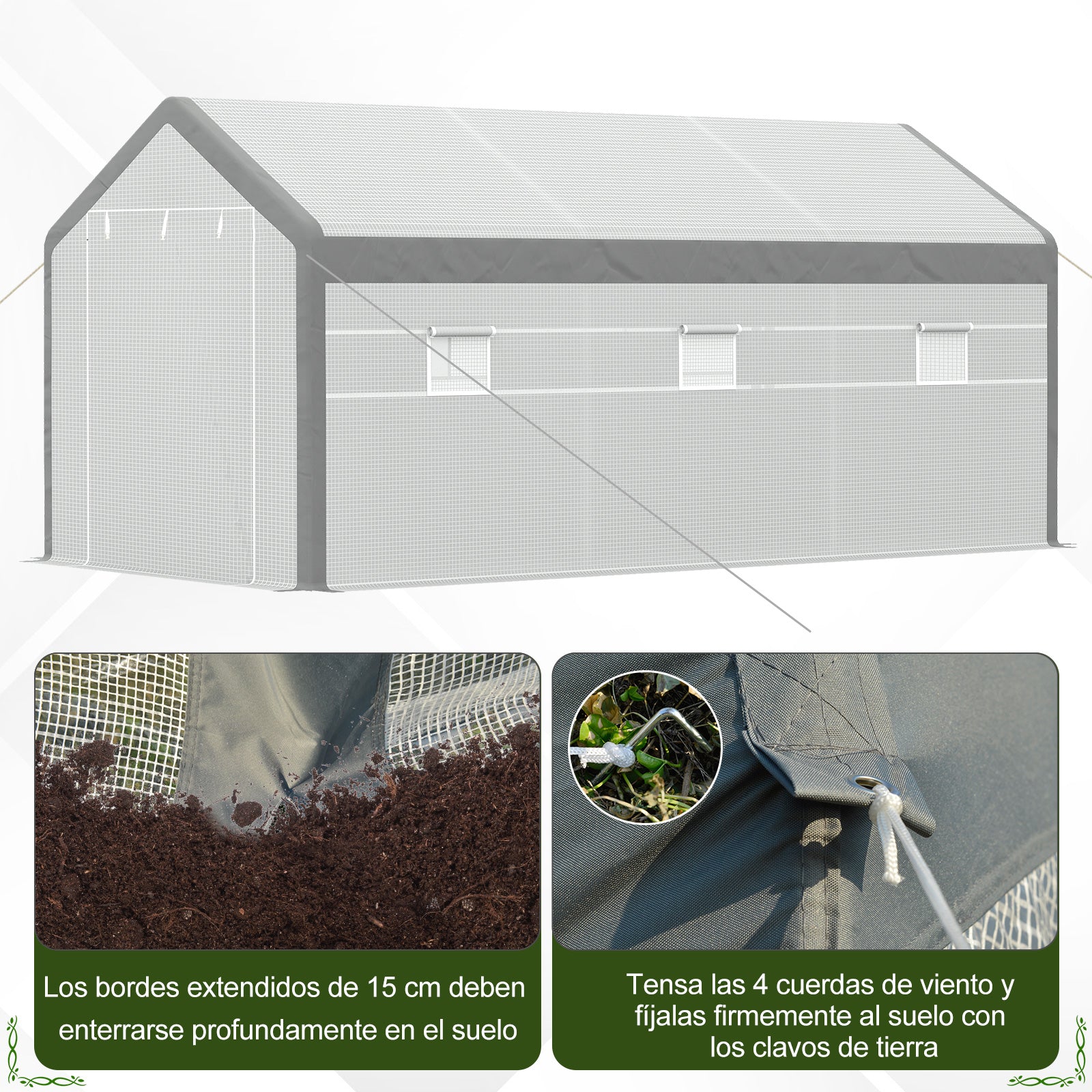 Estufa de Jardim 600x300x280 cm - Cor Branco