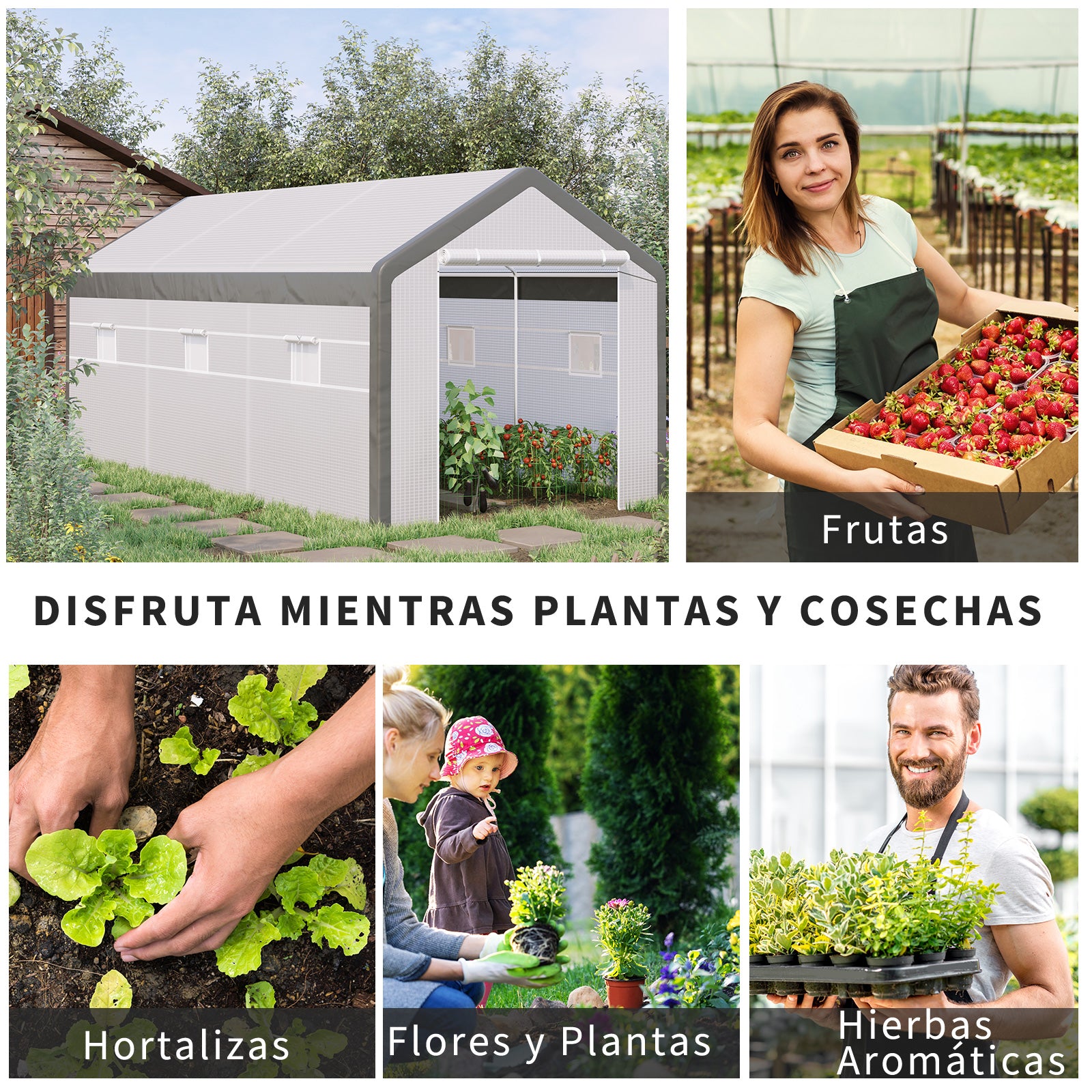 Estufa de Jardim 600x300x280 cm - Cor Branco