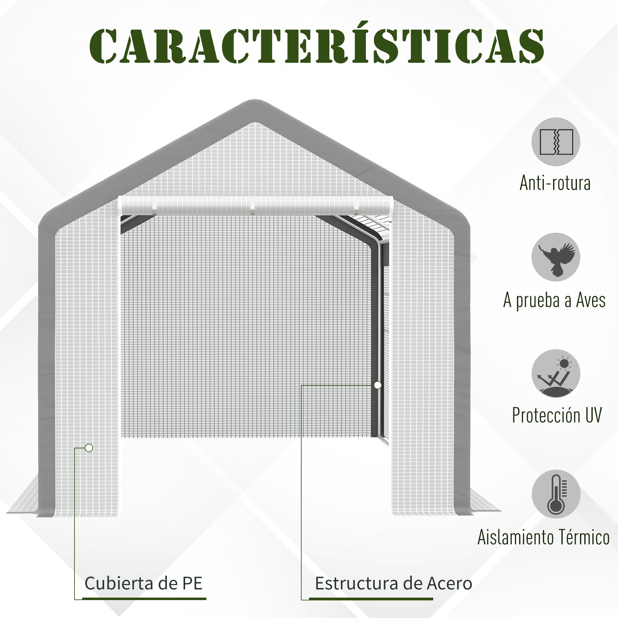 Estufa de Jardim 600x300x280 cm - Cor Branco