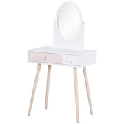 Toucador Infantil com Espelho e 2 Gavetas 69x49x136cm Branco