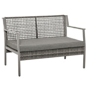 Banco de Jardim de Vime Cinzento 118x75x79 cm com Almofada Amovível
