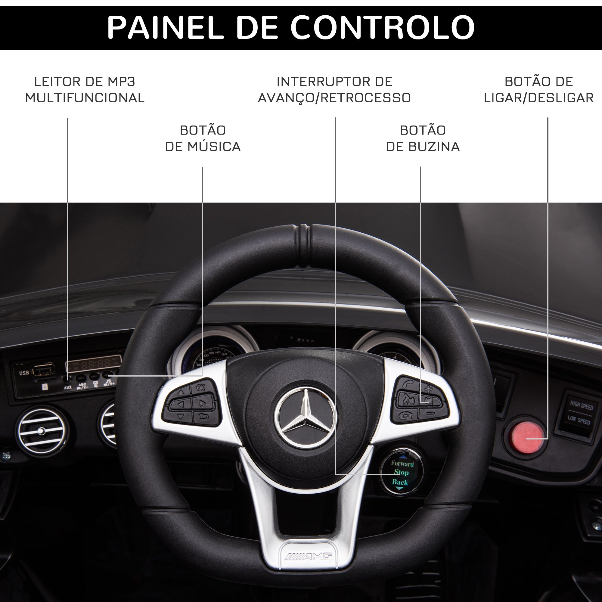 Carro Elétrico Infantil Mercedes AMG 12V Preto 115x70x55cm