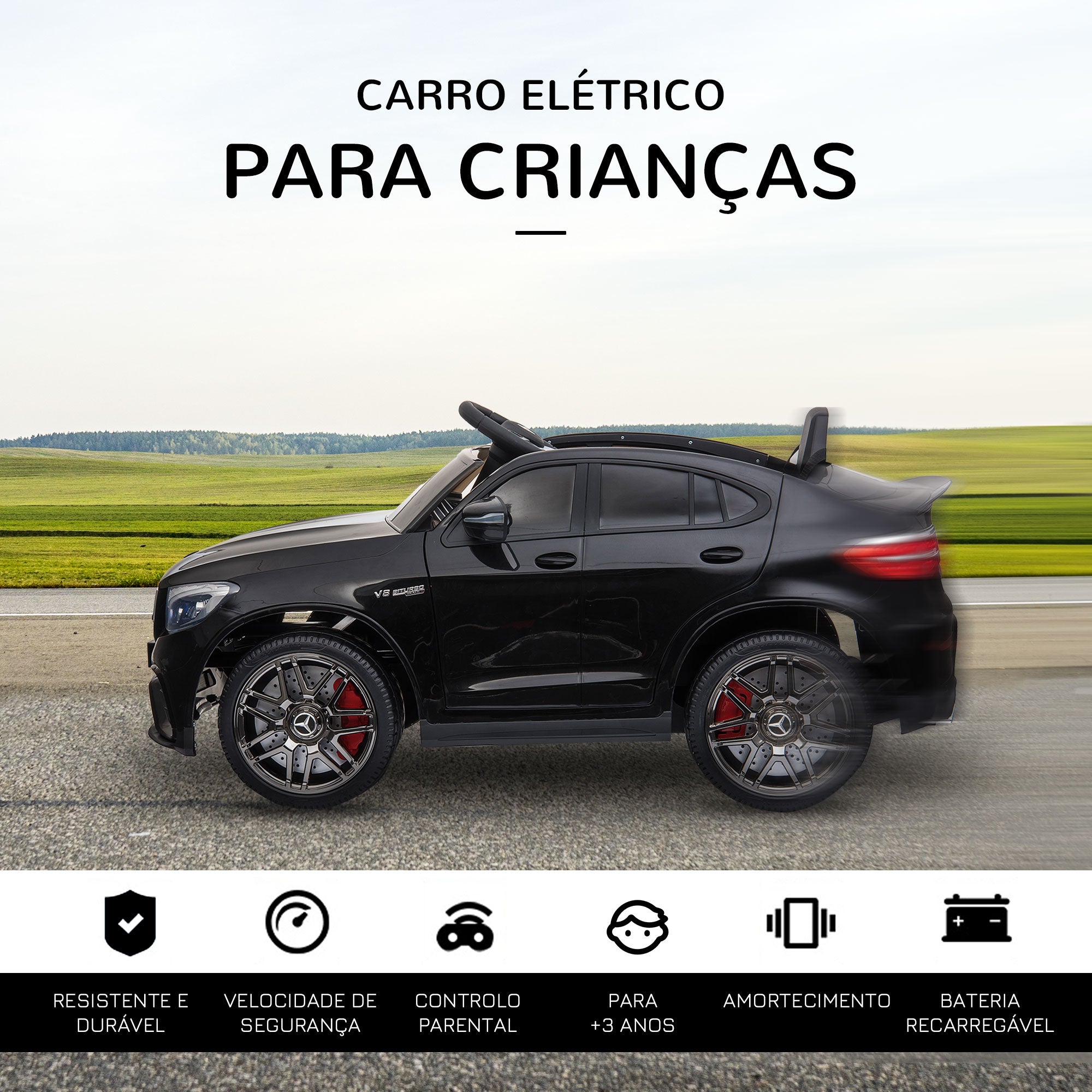 Carro Elétrico Infantil Mercedes AMG 12V Preto 115x70x55cm