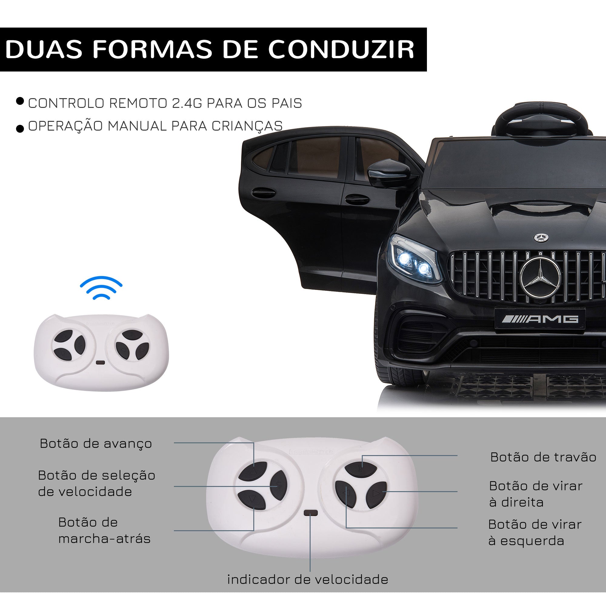 Carro Elétrico Infantil Mercedes AMG 12V Preto 115x70x55cm