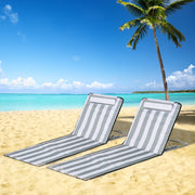 Conjunto de 2 Esteiras de Praia com Encosto Reclinável 48x134x33-43 cm - Branco e Cinza