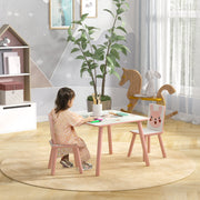Conjunto de Mesa e Cadeiras – 60x60x44 cm – Cor Rosa – MDF