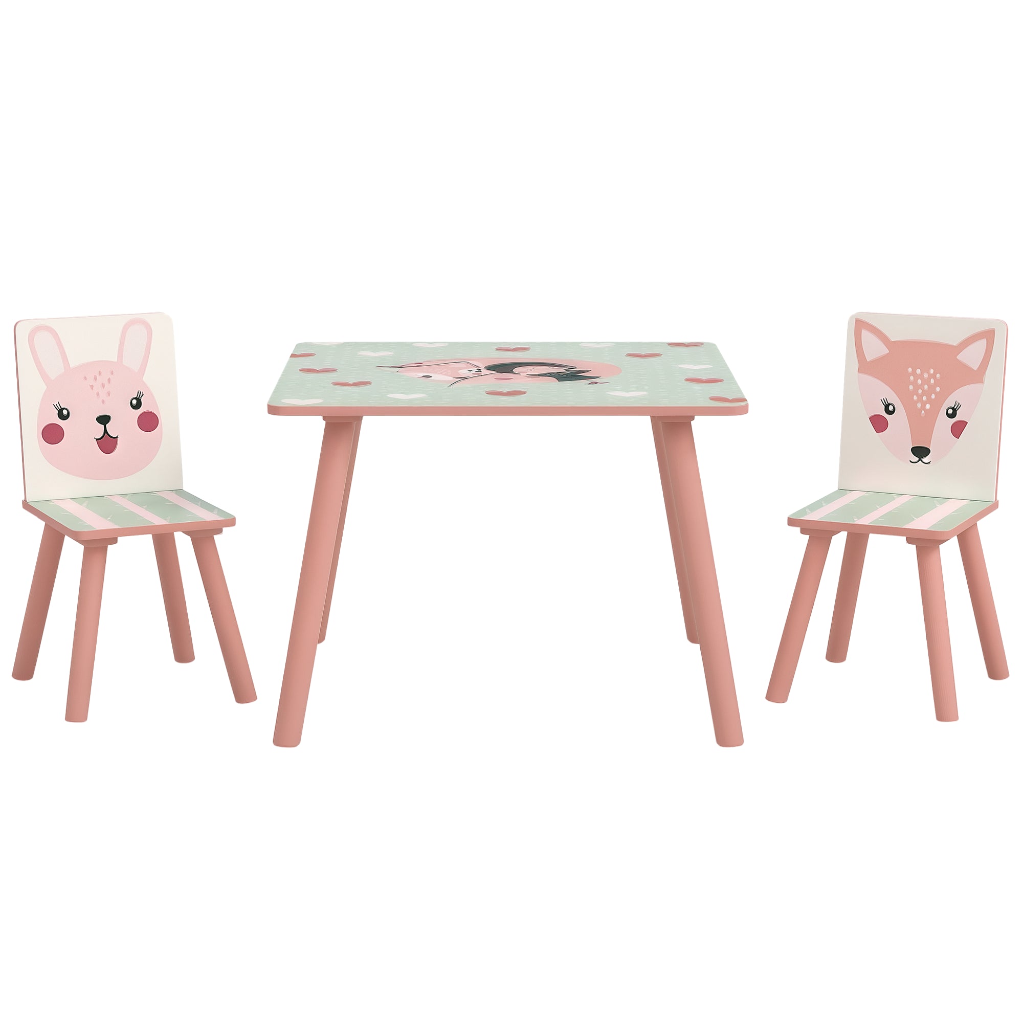 Conjunto de Mesa e Cadeiras para Crianças 60x60x44 cm - Cor Rosa