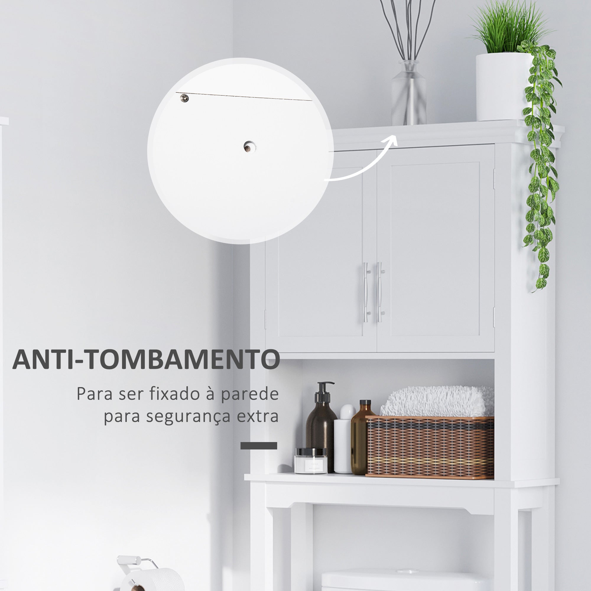 Armário sobre Sanita Branco 71x20.5x165cm - Organizador de Casa de Banho