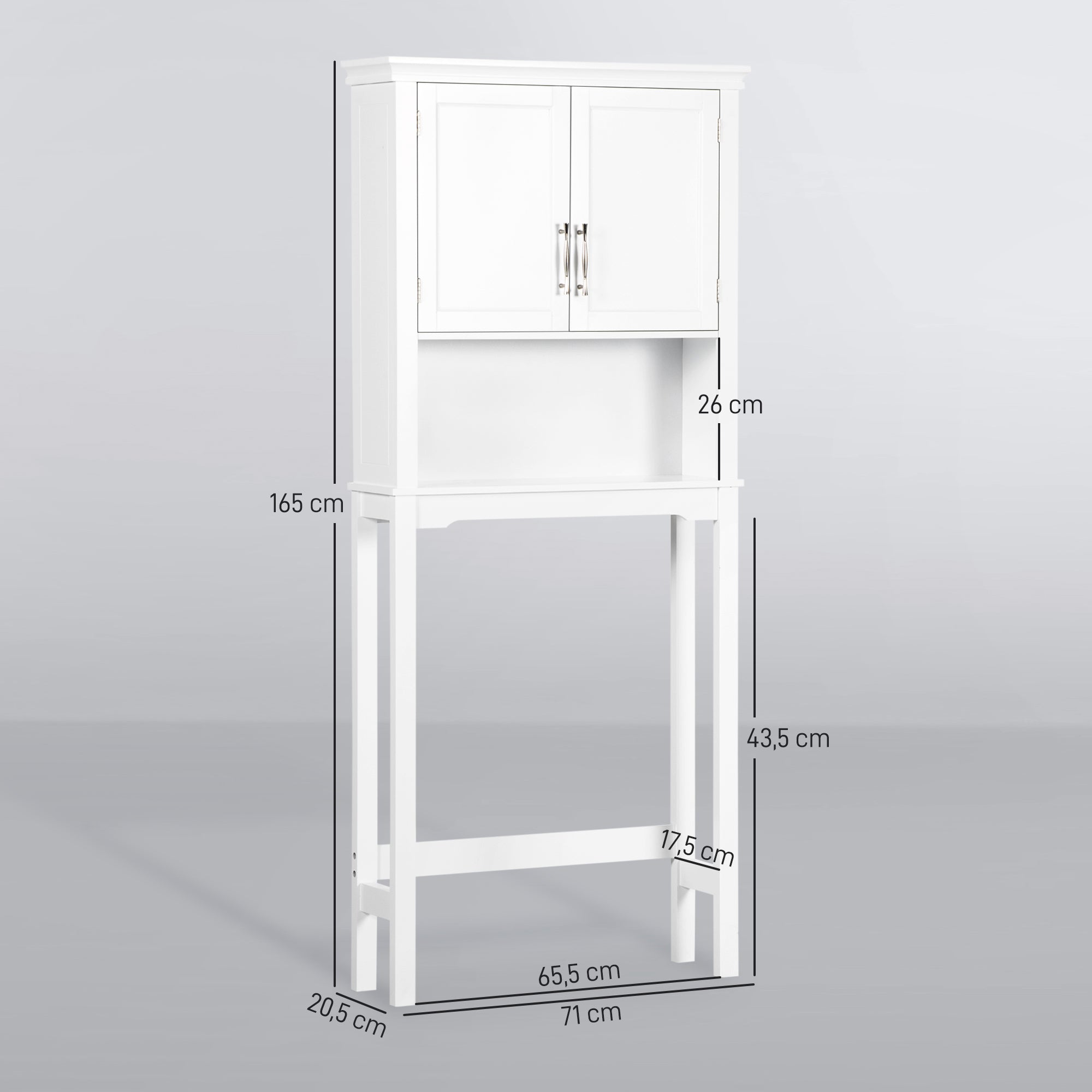 Armário sobre Sanita Branco 71x20.5x165cm - Organizador de Casa de Banho