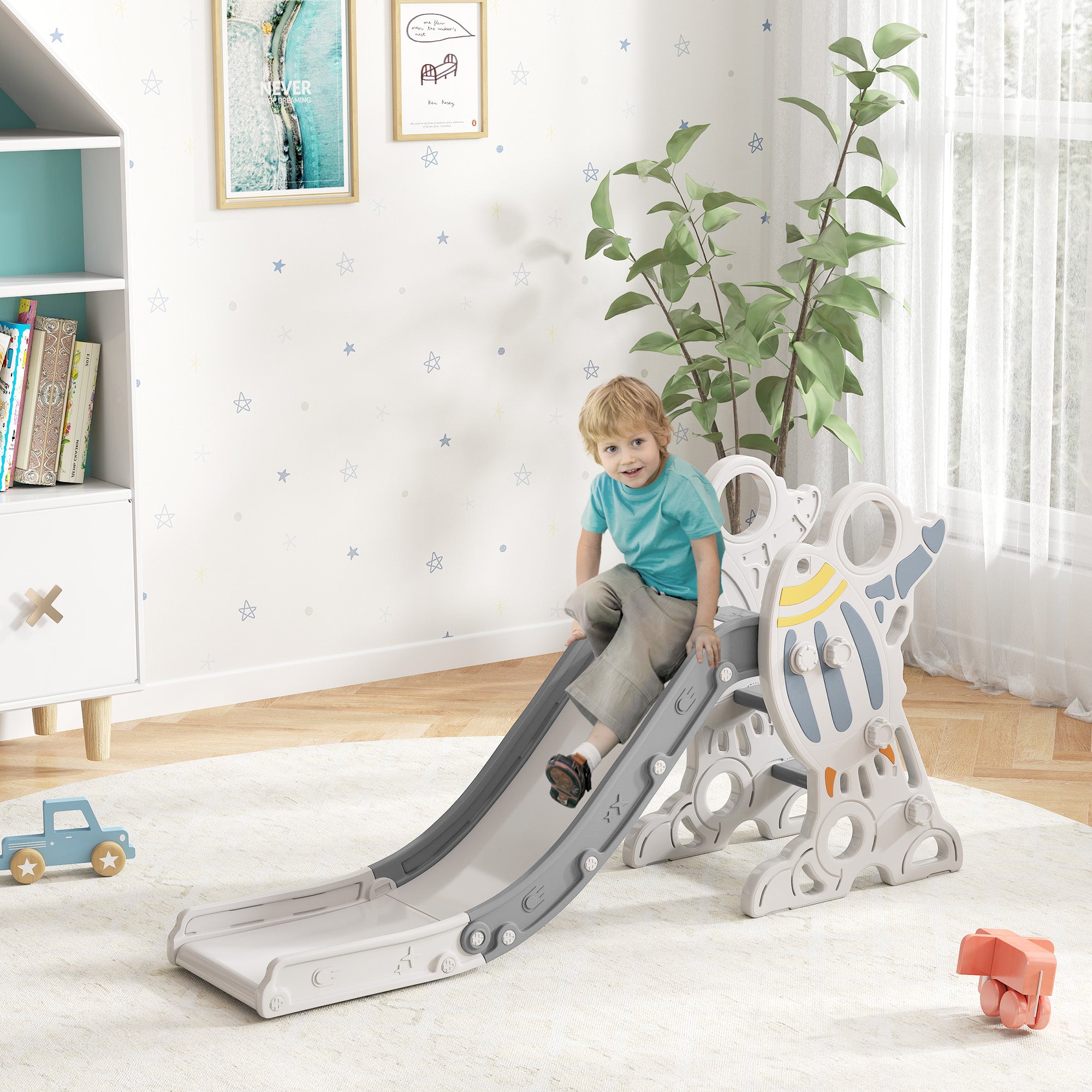 Escorregador para Crianças de 18-36 Meses Cinzento 157x46,5x80 cm