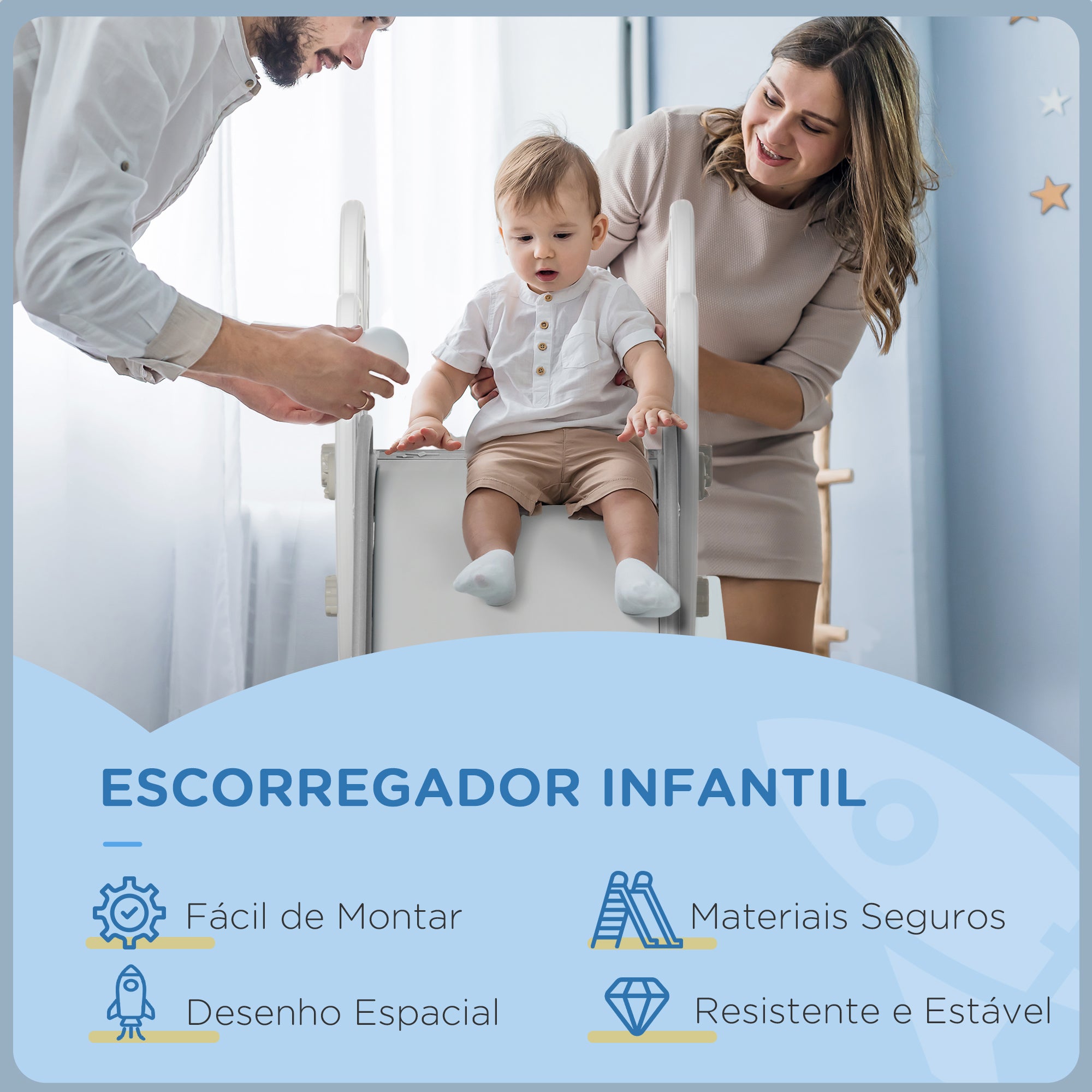 Escorregador para Crianças de 18-36 Meses Cinzento 157x46,5x80 cm