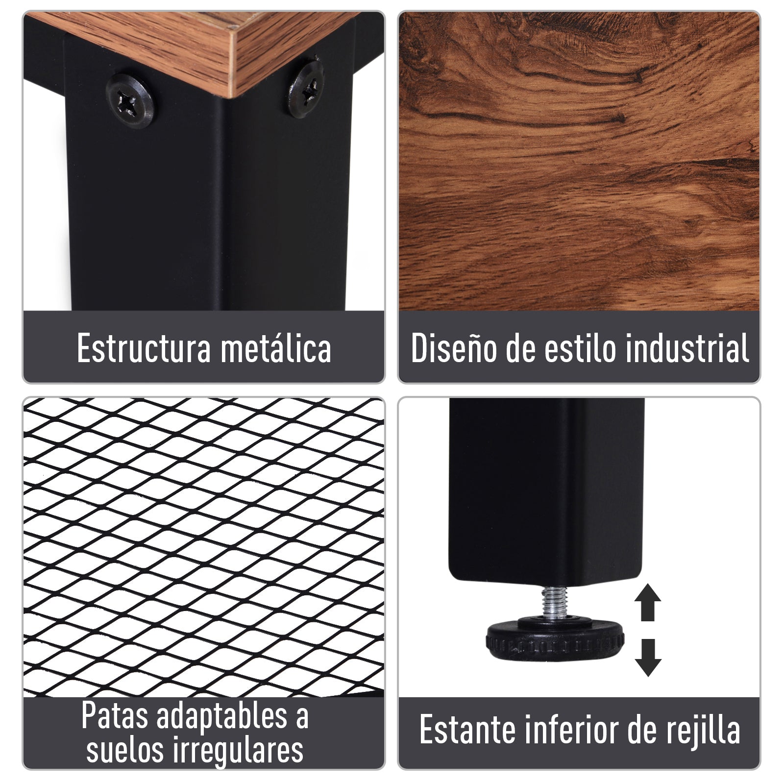 Mesa Consola Industrial Marrom e Preto 101x35x80 cm