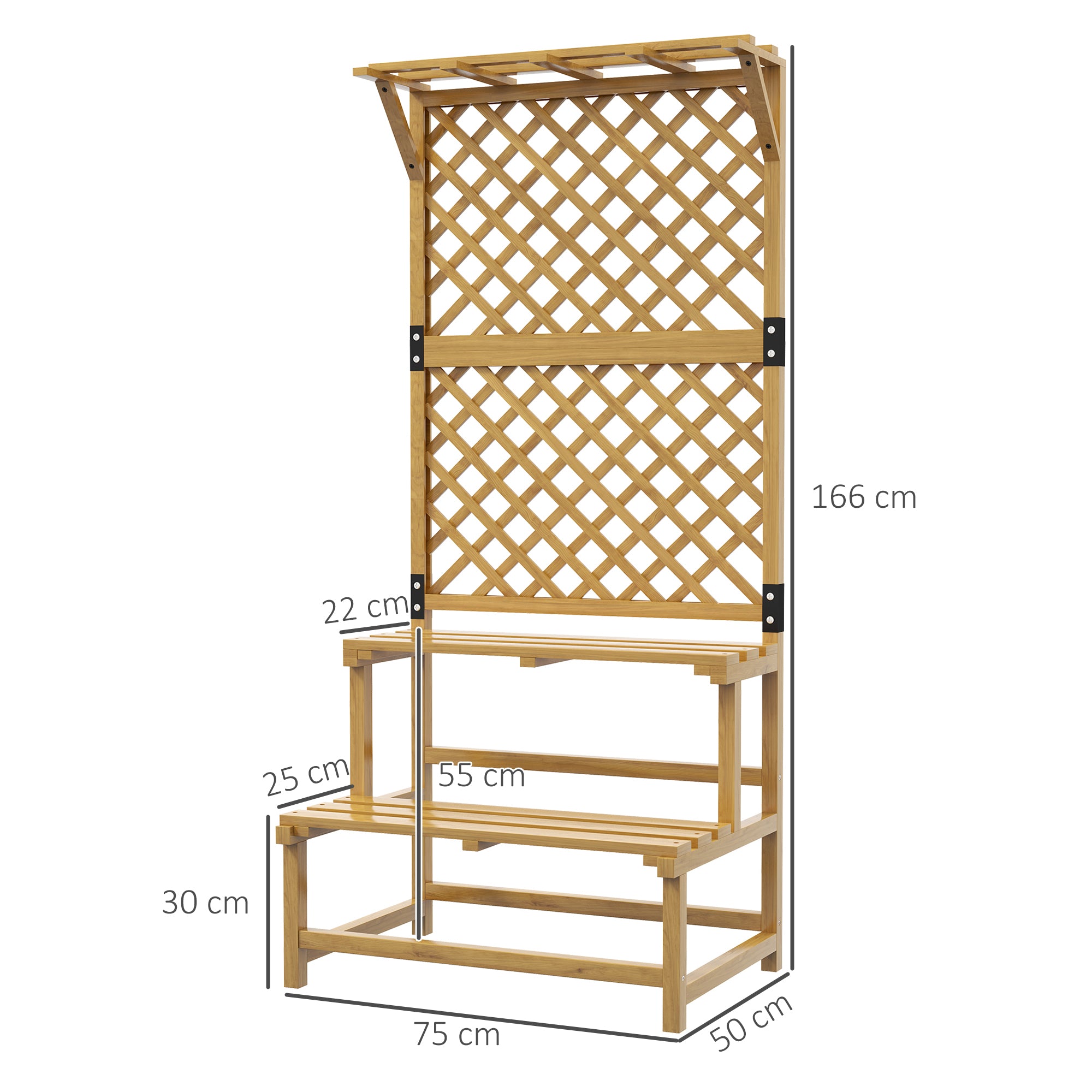 Suporte para Plantas de Madeira 75x50x166 cm - Cor Natural