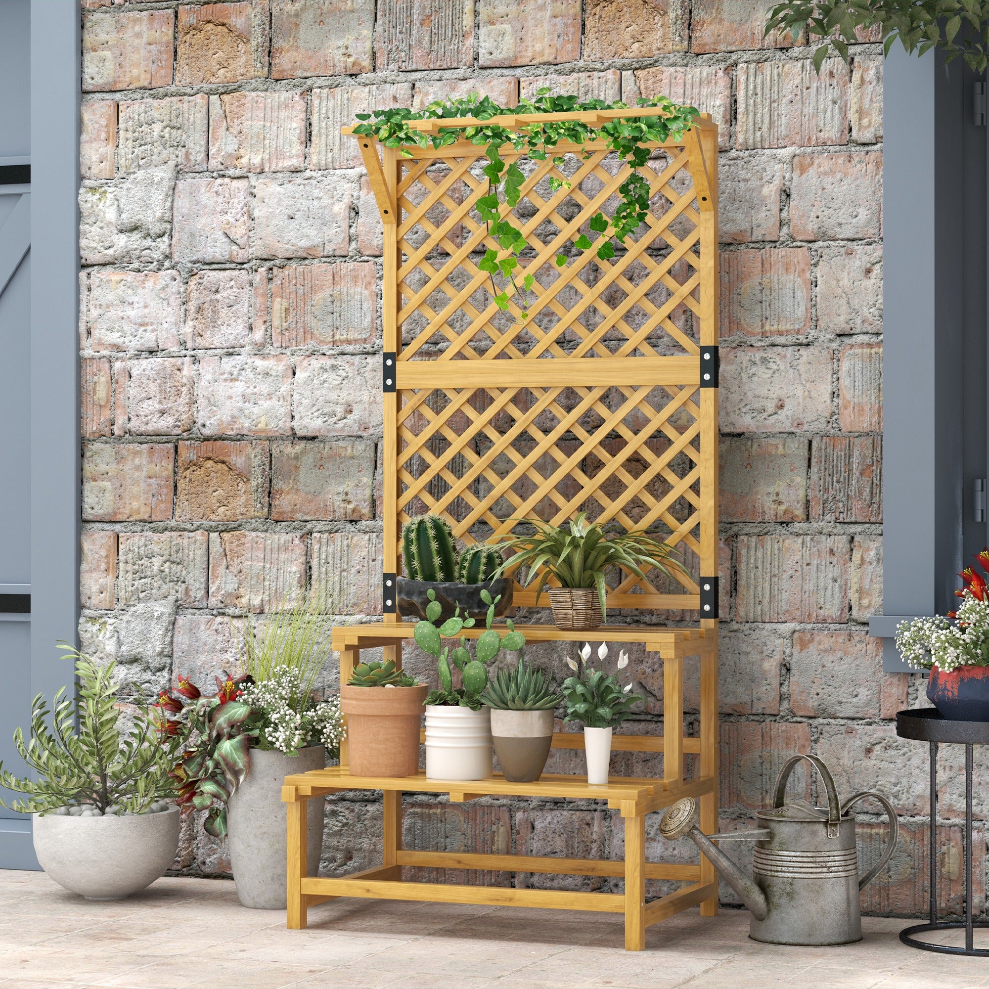 Suporte para Plantas de Madeira 75x50x166 cm - Cor Natural
