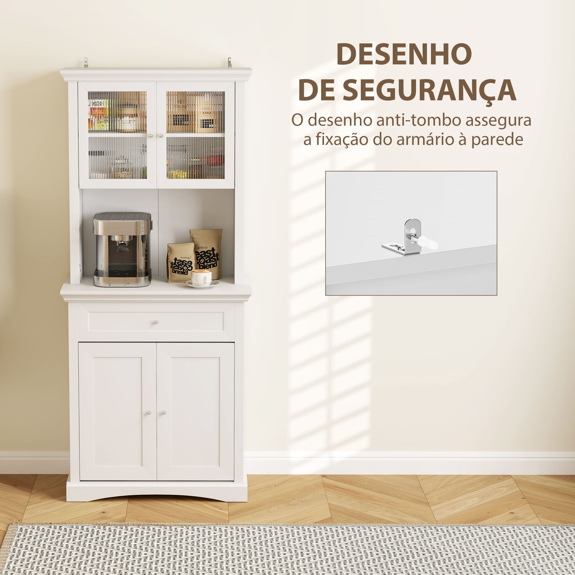 Armário de Cozinha Moderno Branco 79x40x180 cm