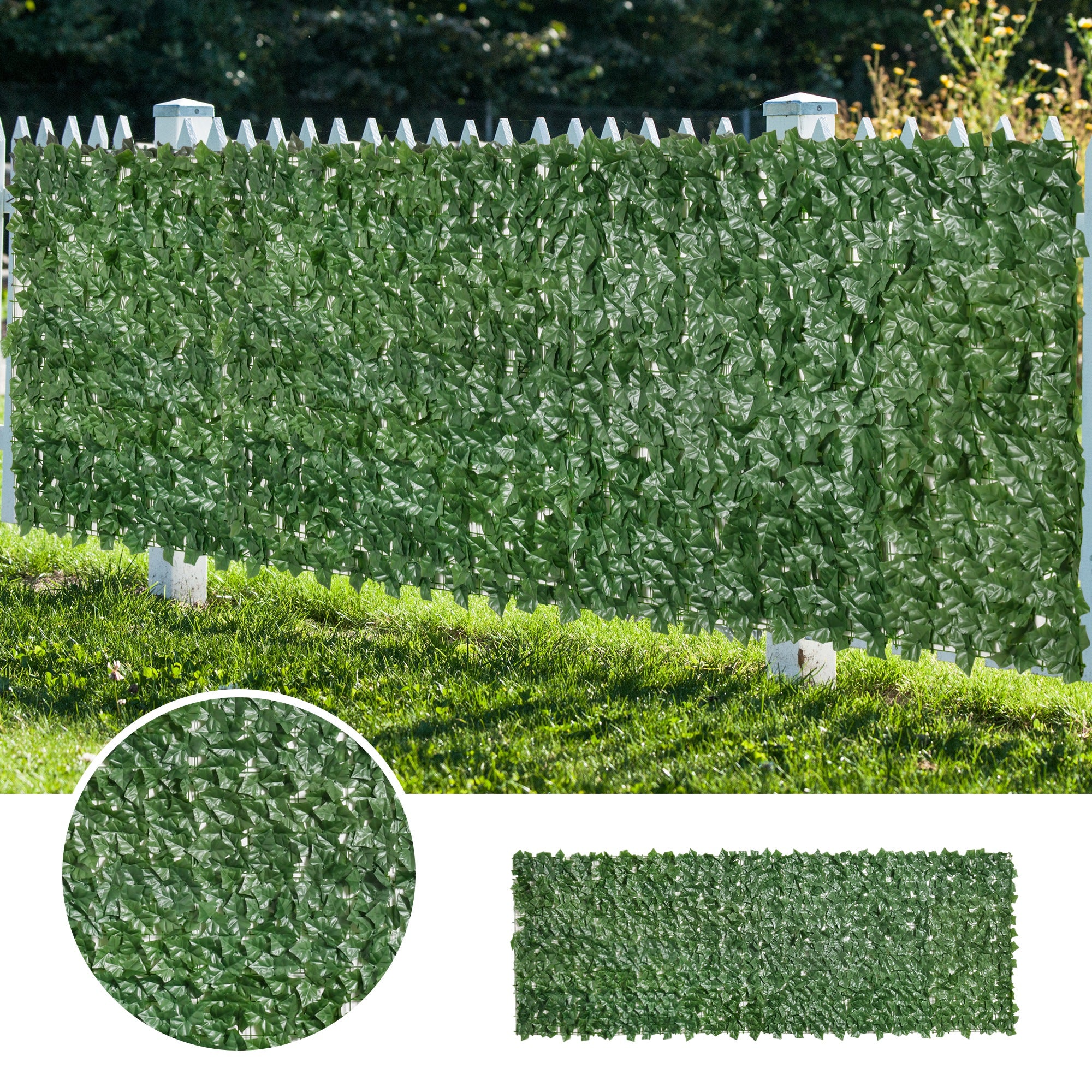 Vedação Artificial em Rolo 300x100 cm Verde - Decoração de Privacidade para Jardim Exterior