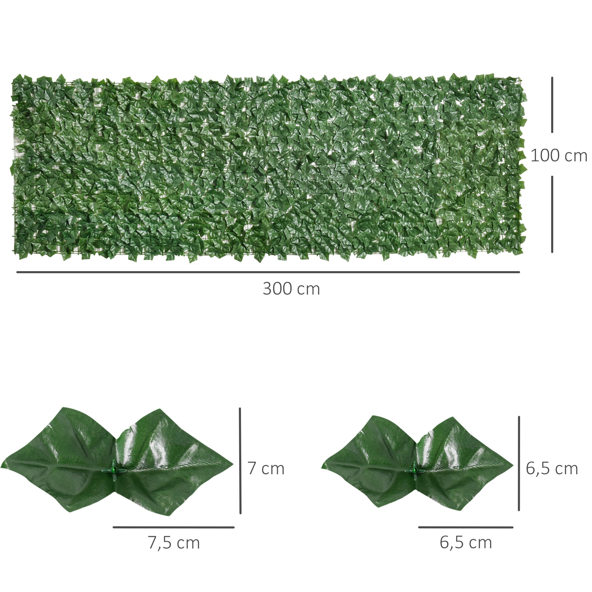 Vedação Artificial em Rolo 300x100 cm Verde - Decoração de Privacidade para Jardim Exterior