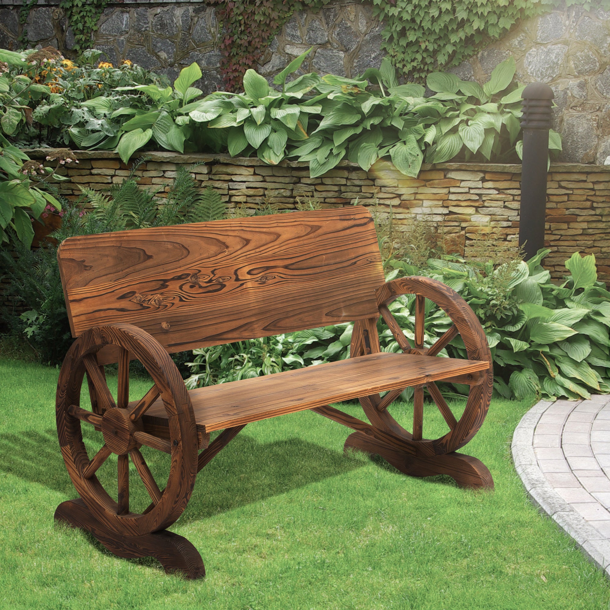 Banco de Jardim de Madeira Marrom 114x58x80 cm - Estilo Rústico e Resistente