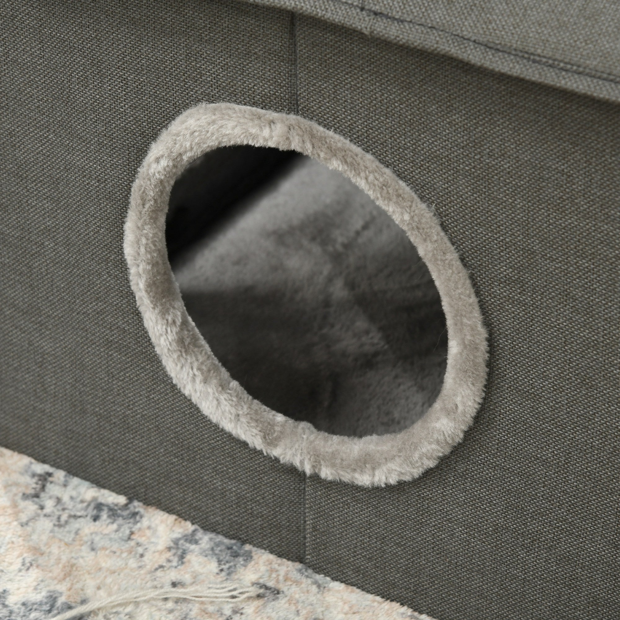 Cama para Gatos Caverna com 2 Portas e Almofada Lavável 39x43,5x40,5 cm - Cinzento