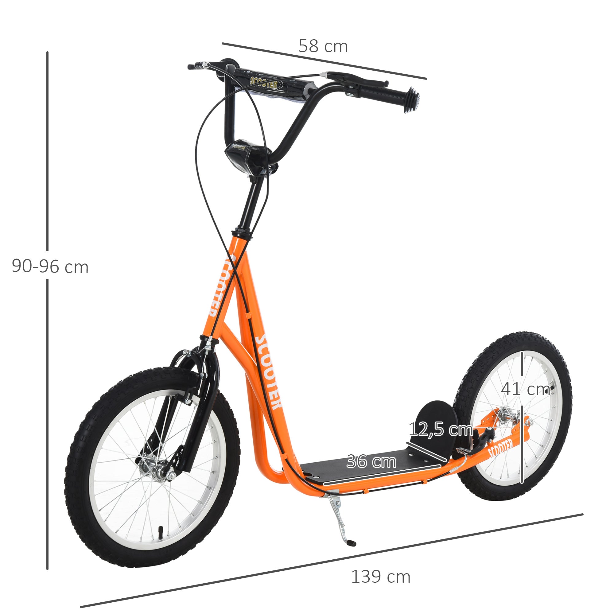Trotinete para Crianças e Adolescentes - Laranja 139x58x90-96 cm
