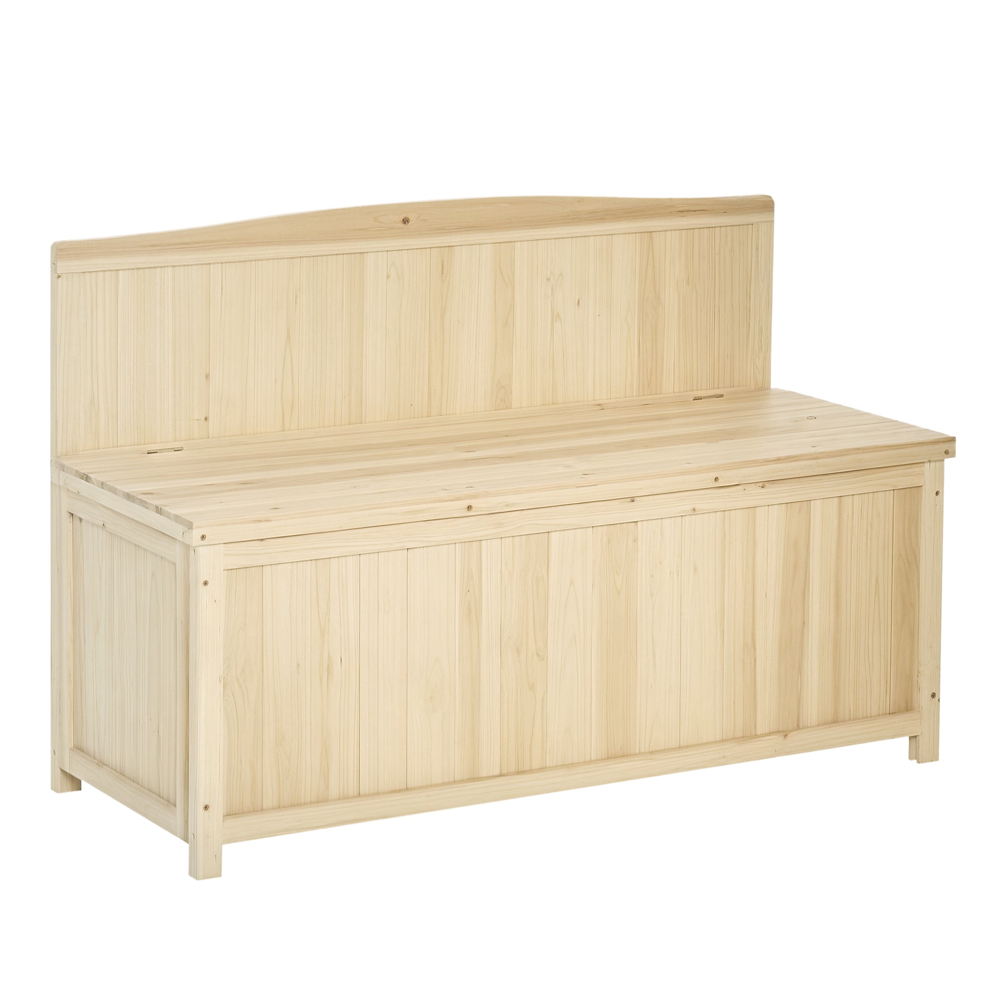 Banco de Jardim de Madeira com Baú de Armazenamento 115x45x75 cm - Cor de Madeira Natural