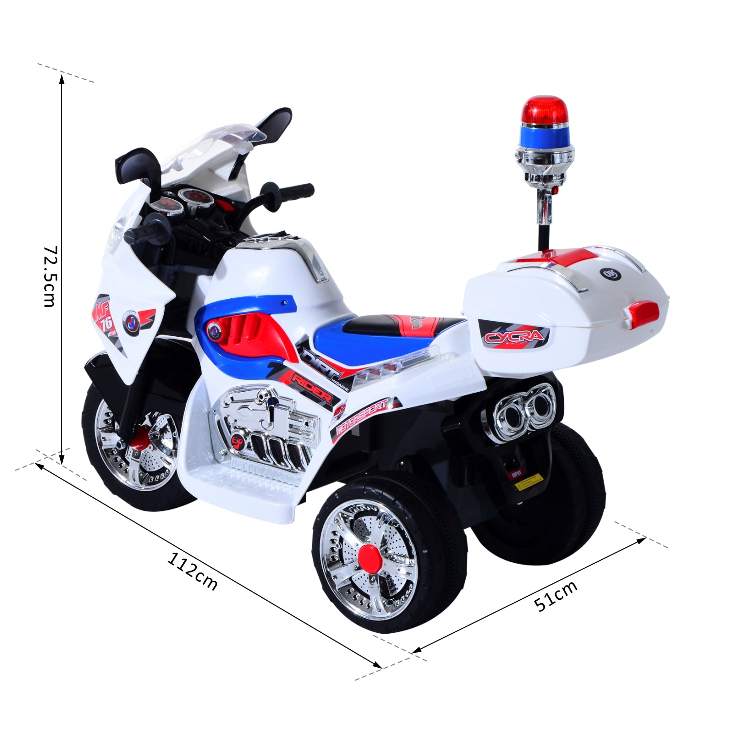 Triciclo Elétrico Infantil com Caixa de Armazenamento - 112x51x72,5 cm - Blanco