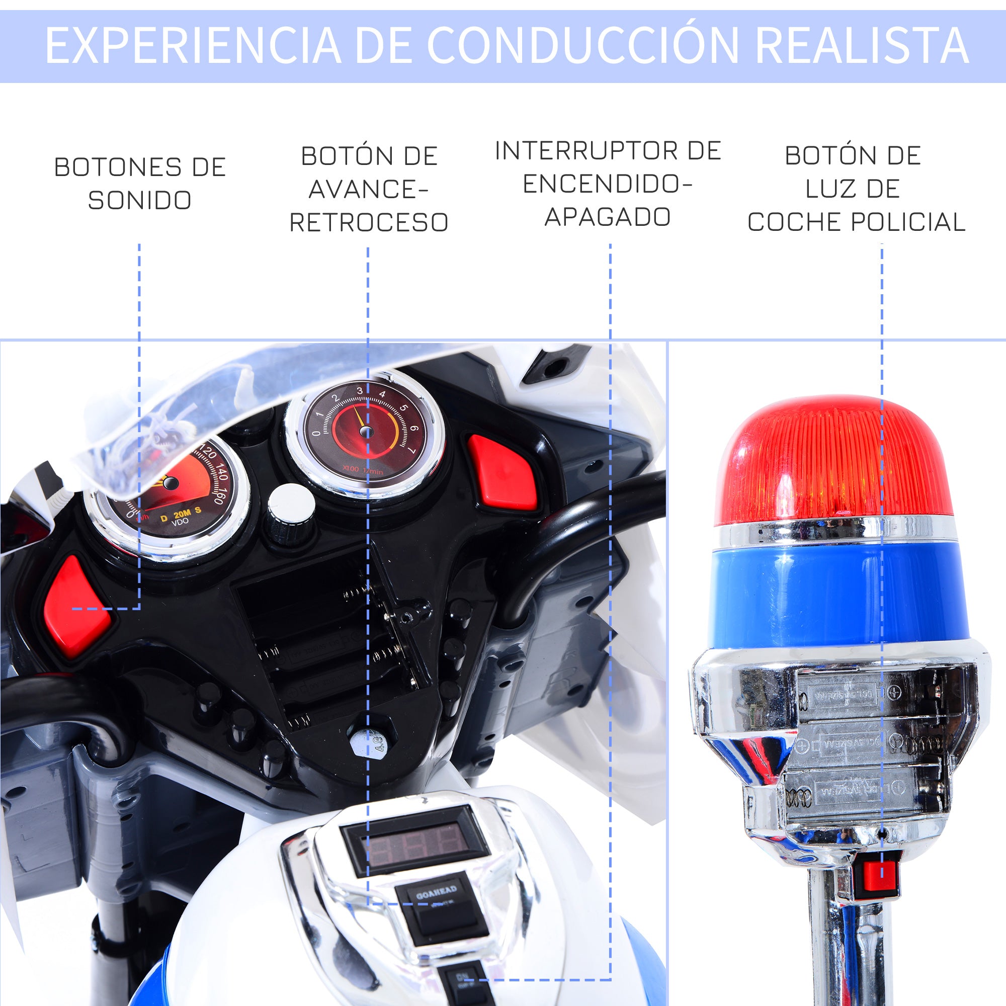 Triciclo Elétrico Infantil com Caixa de Armazenamento - 112x51x72,5 cm - Blanco