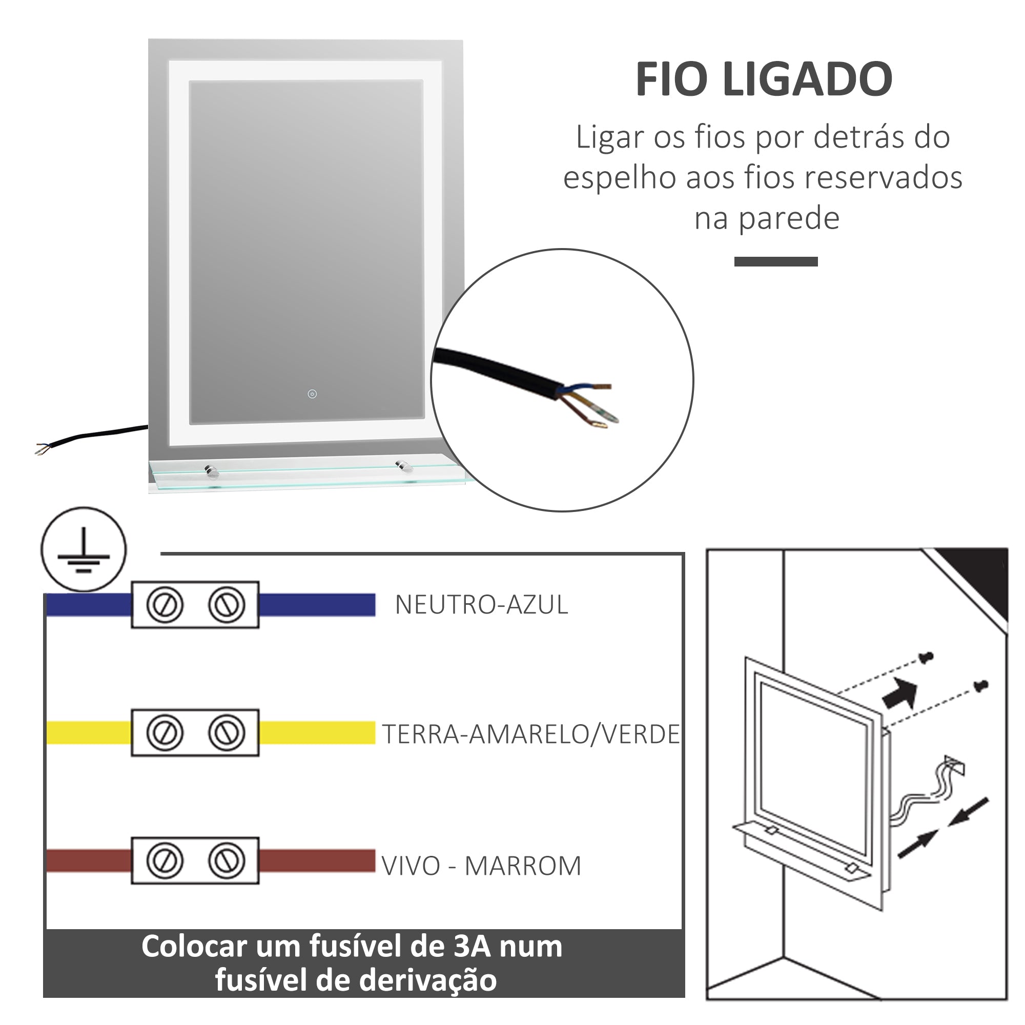 Espelho de Casa de Banho com Luzes LED Prata 70x50 cm