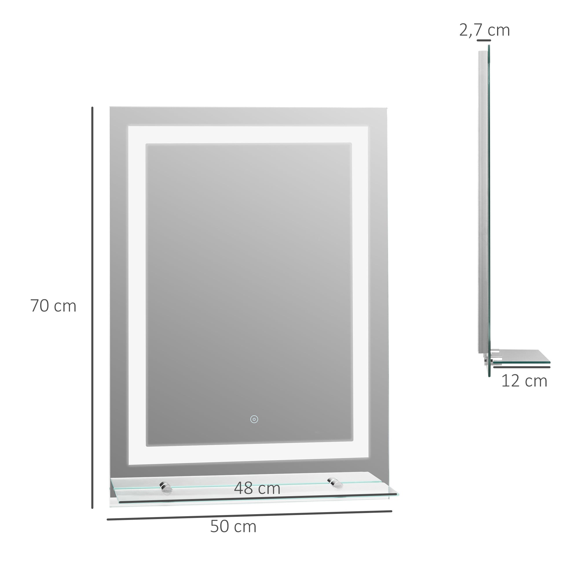 Espelho de Casa de Banho com Luzes LED Prata 70x50 cm