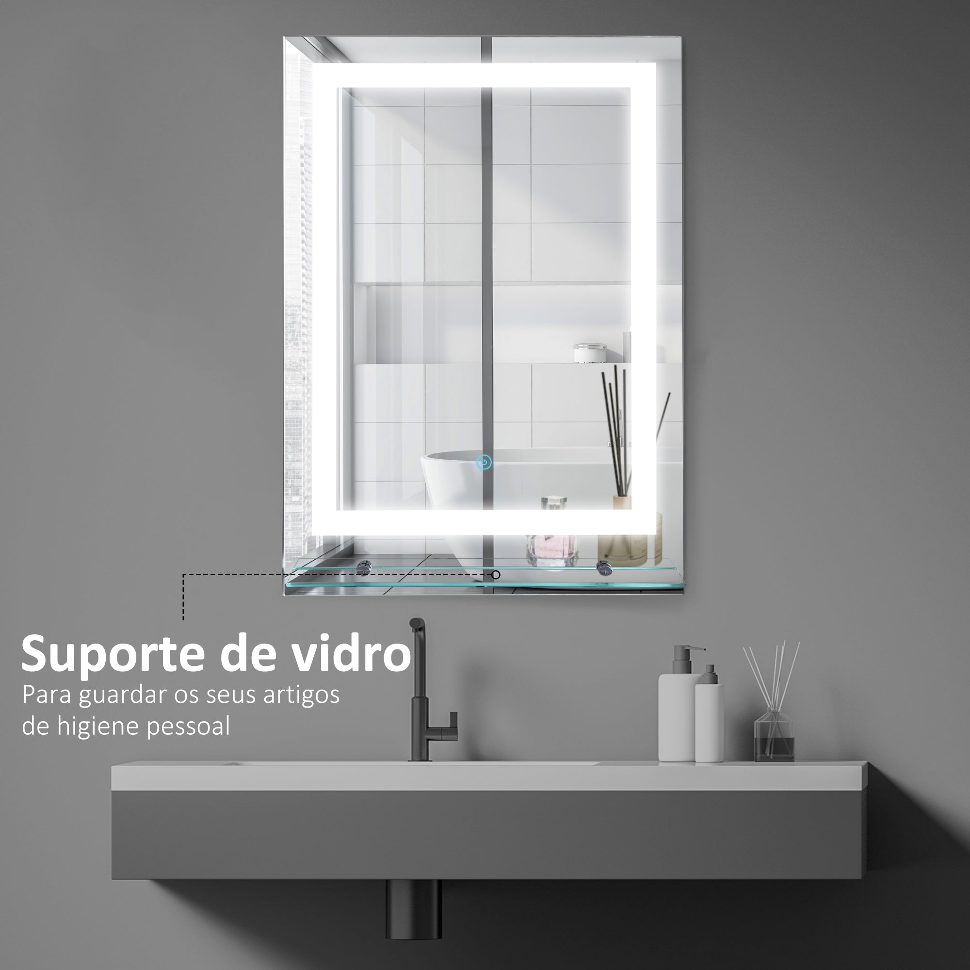 Espelho de Casa de Banho com Luzes LED Prata 70x50 cm