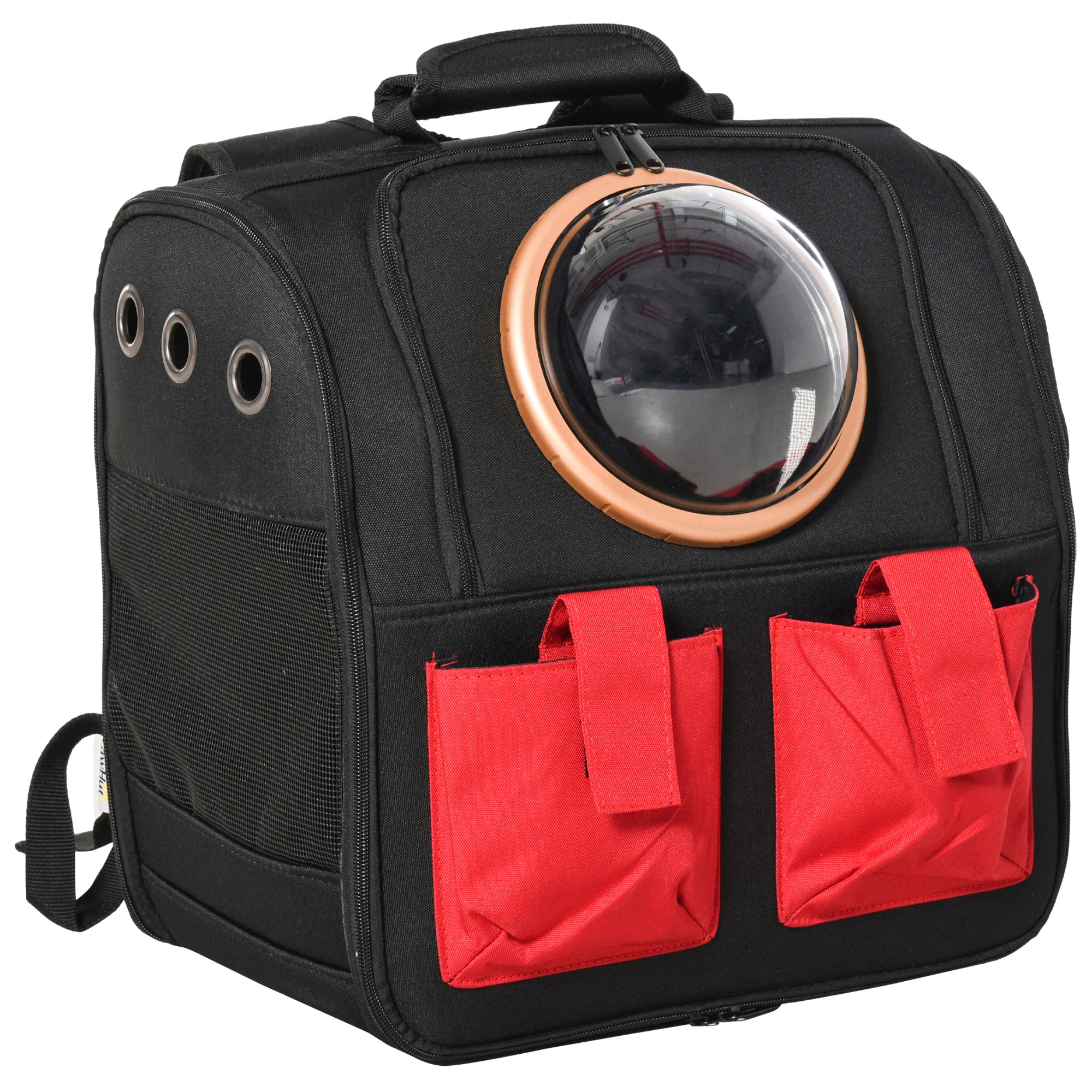 Mochila de Transporte para Animais de Estimação 38x24x38 cm Vermelho e Preto