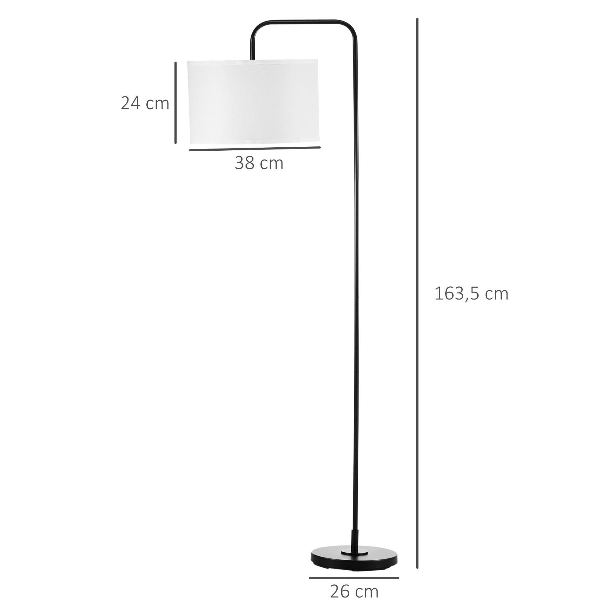 Candeeiro de Pé Moderno com Ecrã de Linho 64x38x163,5cm Branco e Preto
